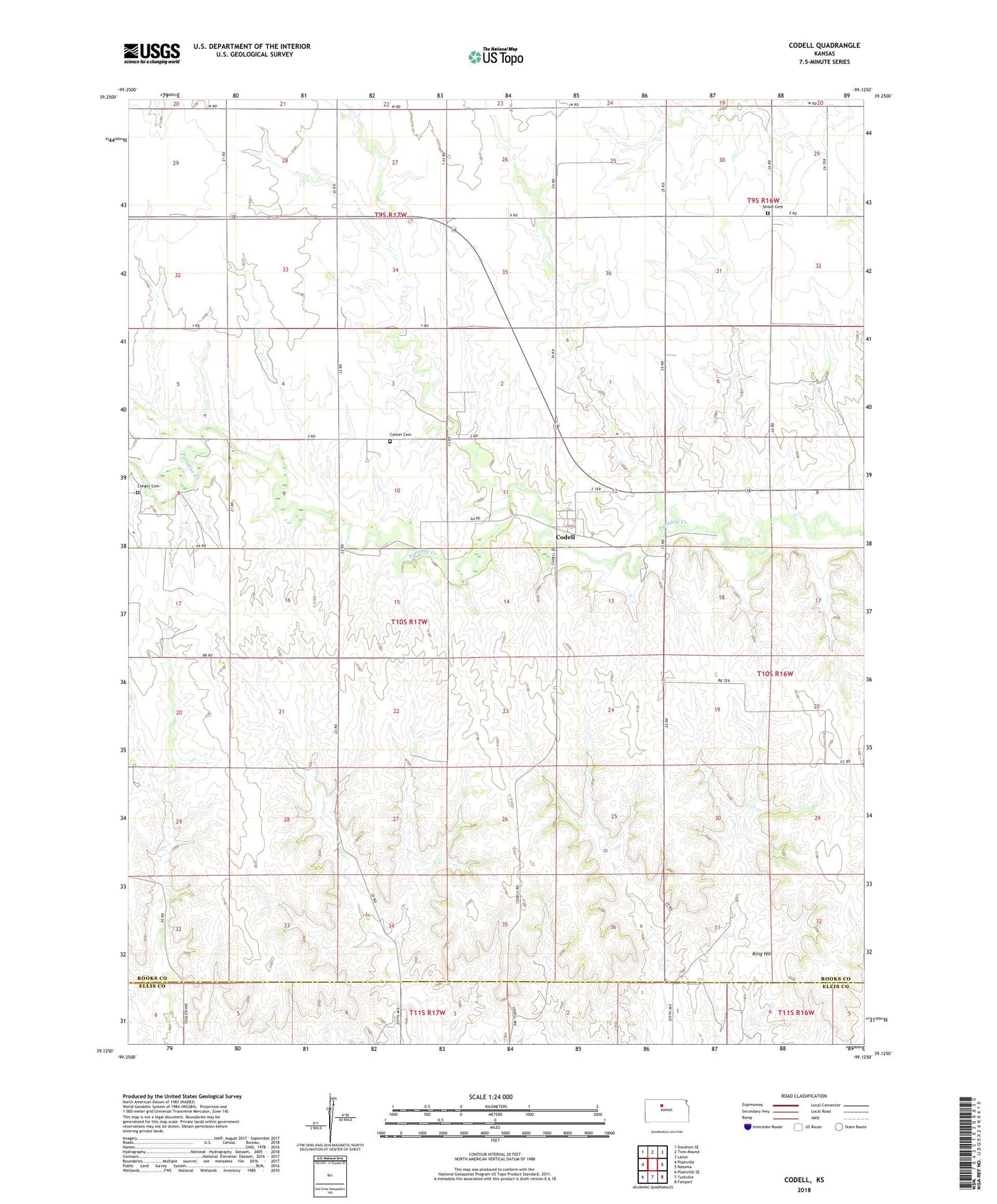 Codell Kansas US Topo Map Image
