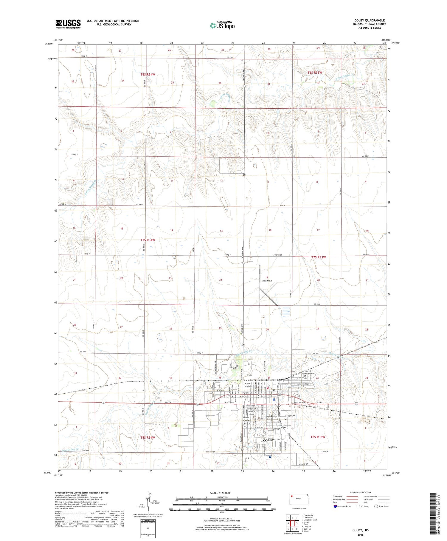 Colby Kansas US Topo Map Image
