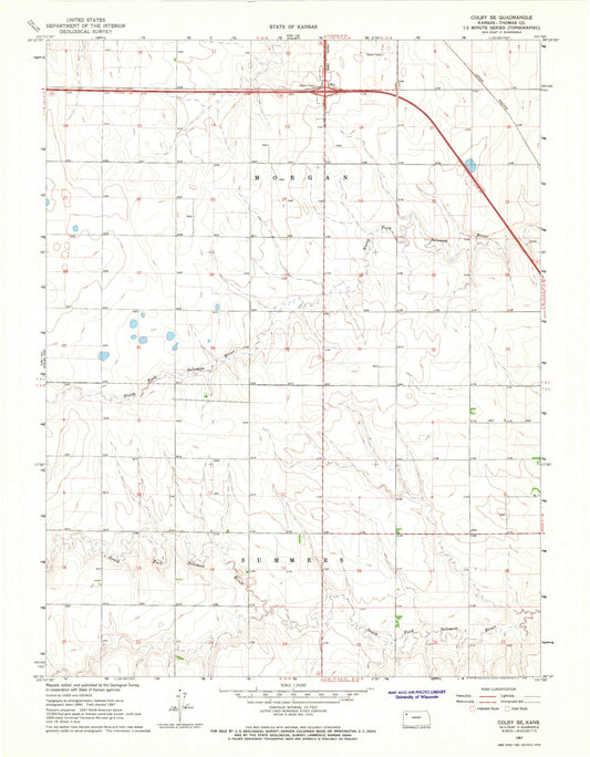 Classic USGS Colby SE Kansas 7.5'x7.5' Topo Map Image