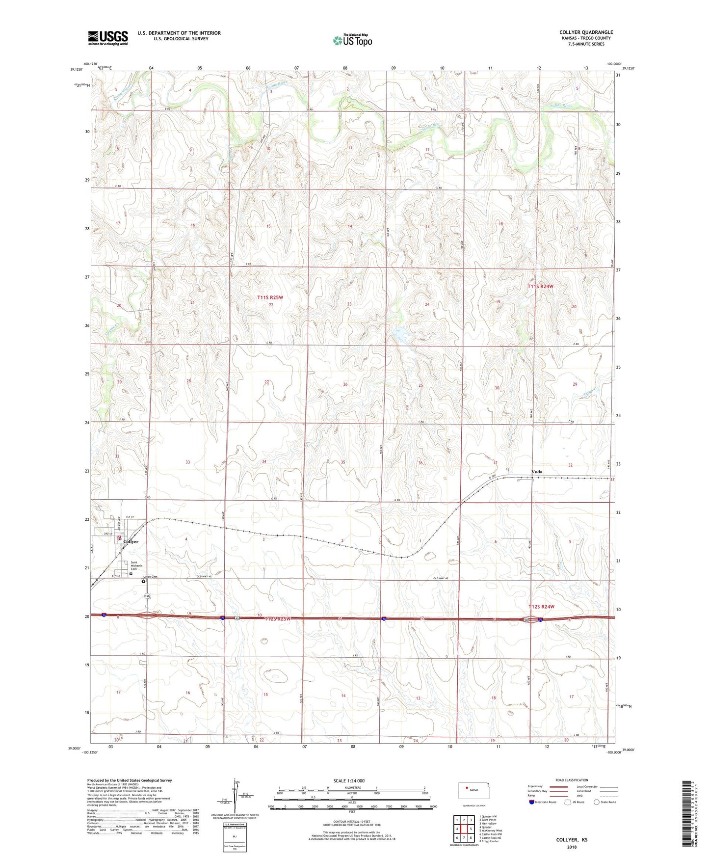 Collyer Kansas US Topo Map Image