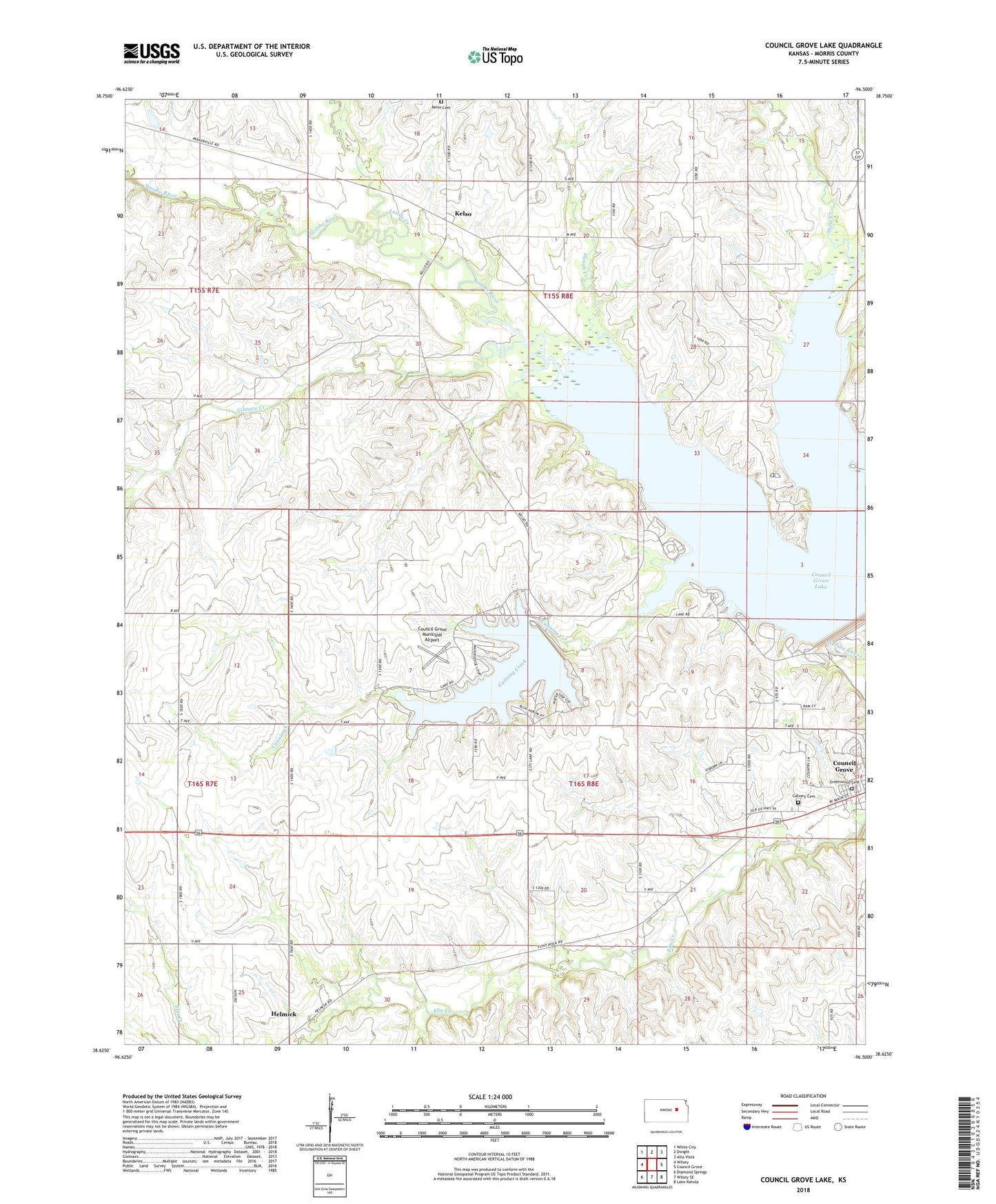 Council Grove Lake Kansas US Topo Map Image