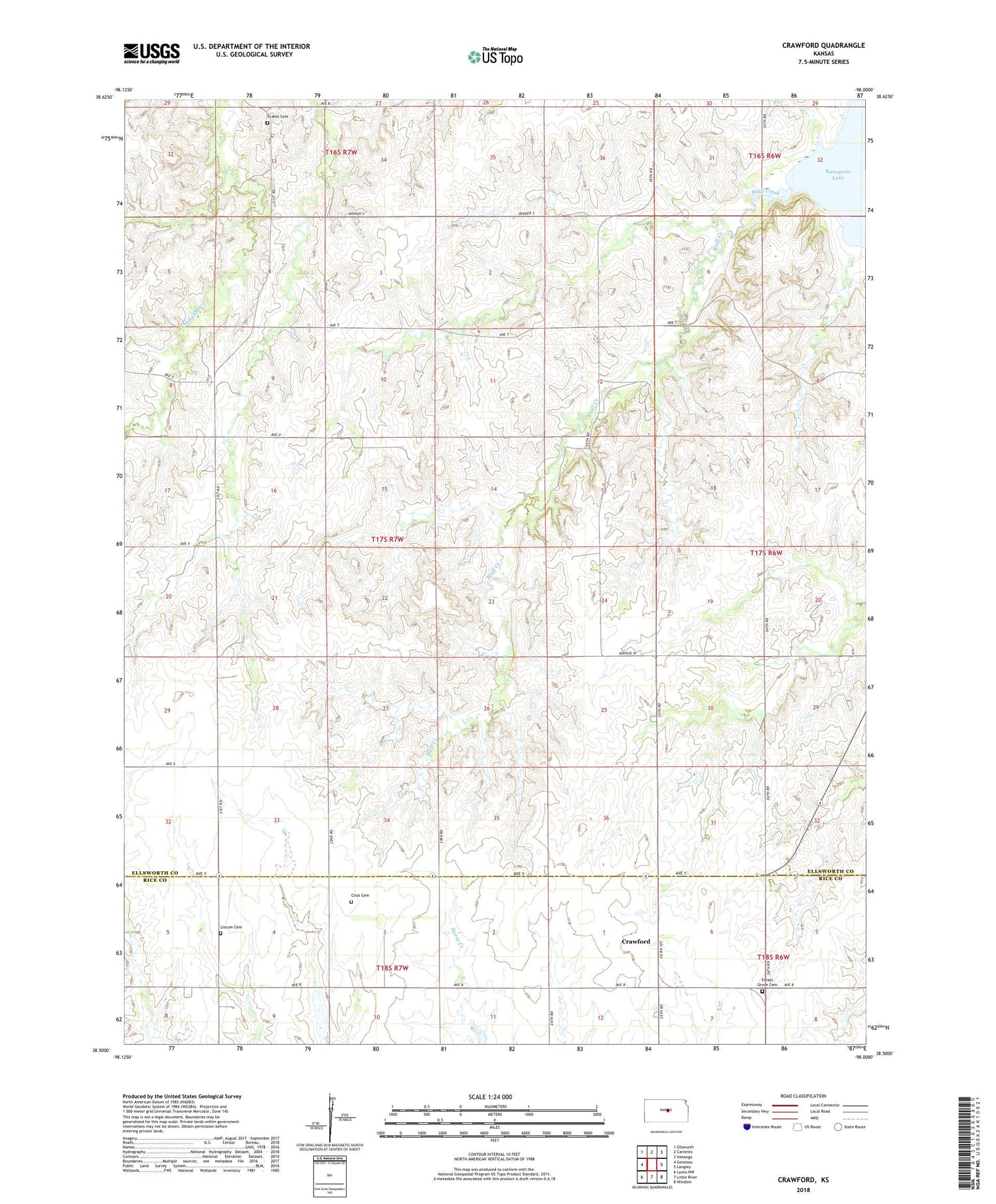 Crawford Kansas US Topo Map Image