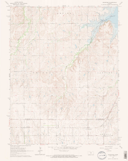 Classic USGS Crawford Kansas 7.5'x7.5' Topo Map Image