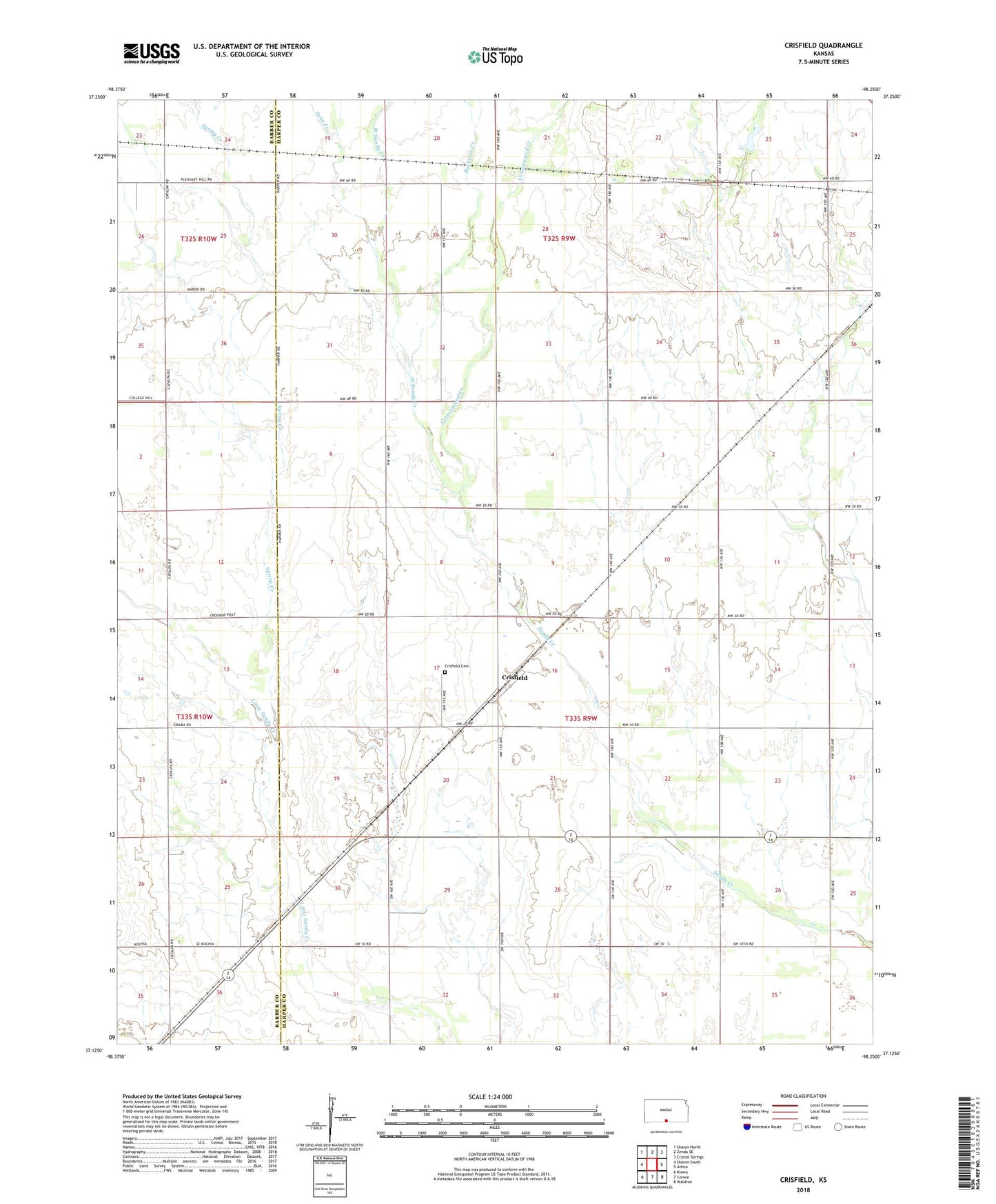 Crisfield Kansas US Topo Map Image
