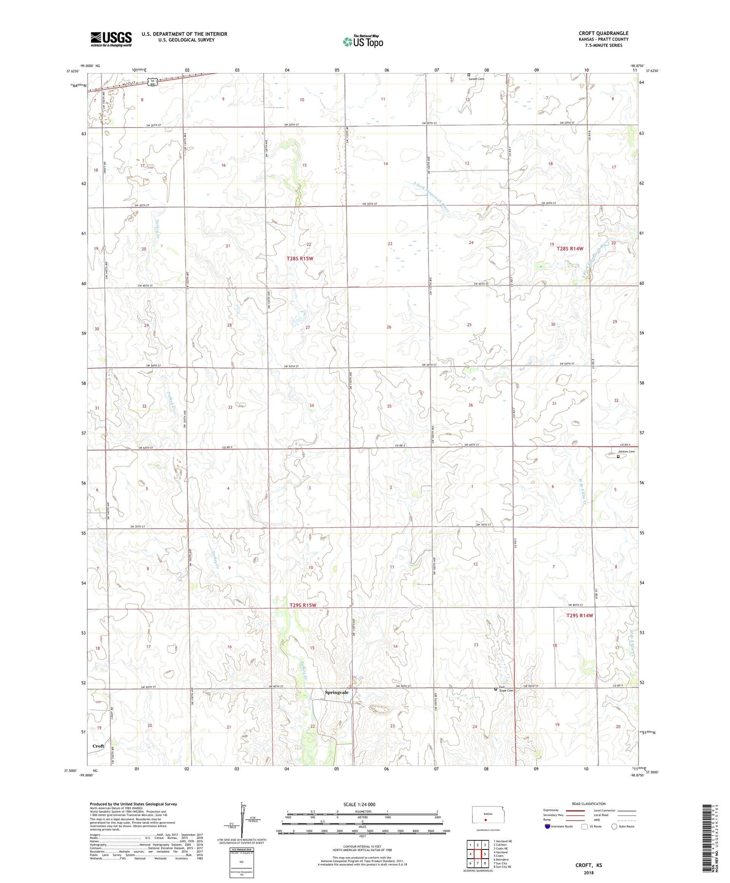 Croft Kansas US Topo Map Image