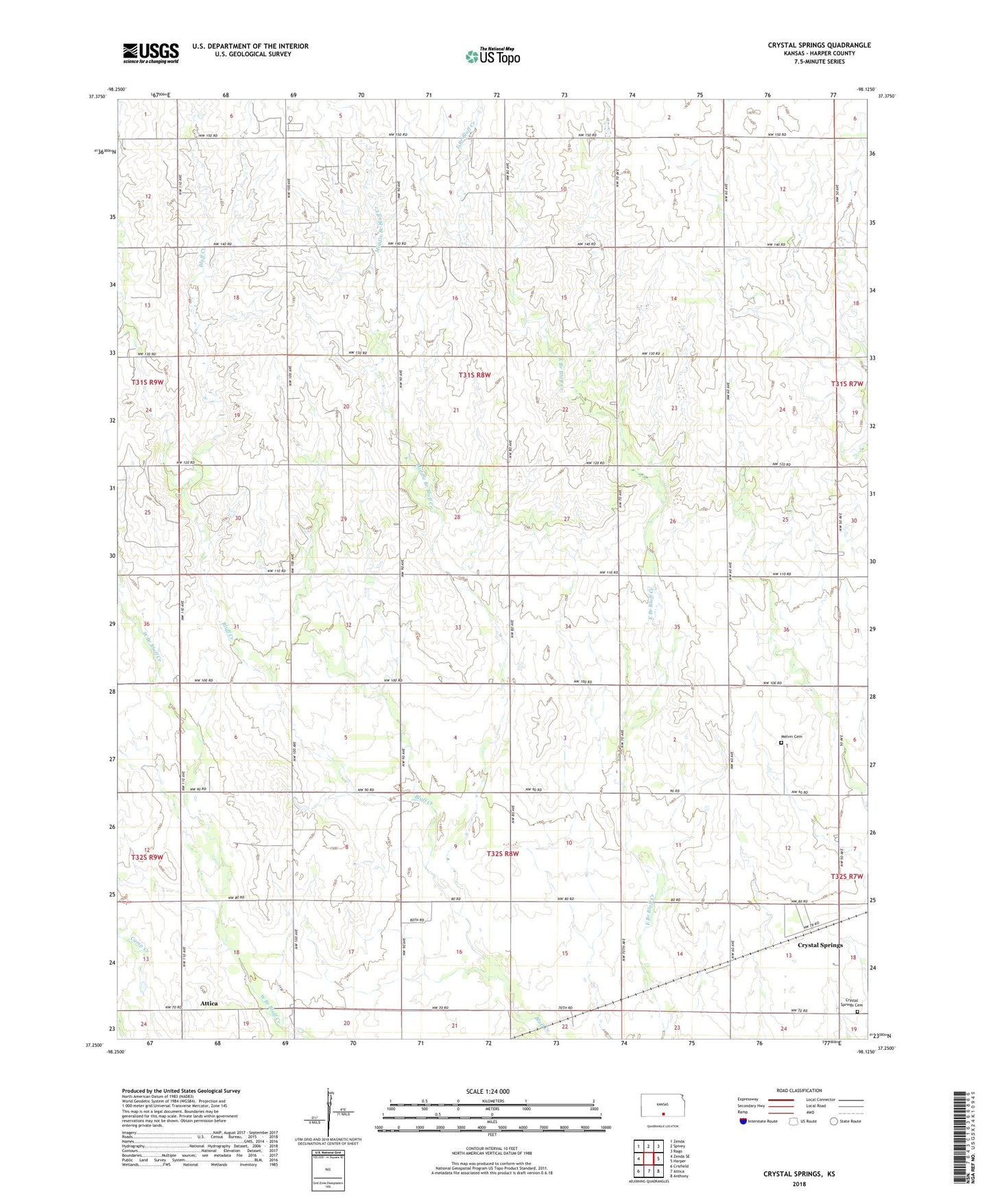 Crystal Springs Kansas US Topo Map Image
