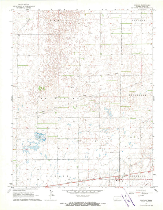 Classic USGS Cullison Kansas 7.5'x7.5' Topo Map Image