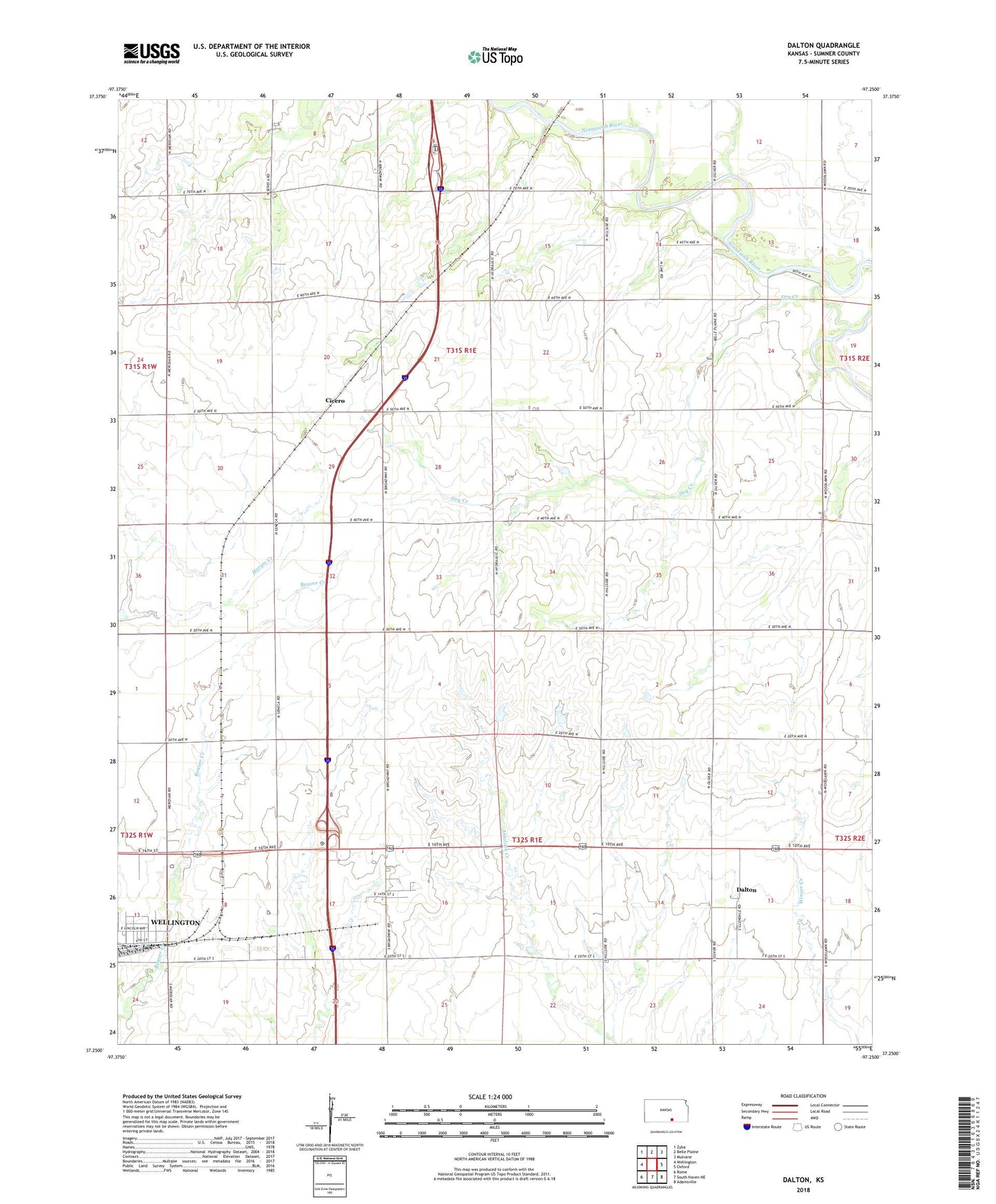 Dalton Kansas US Topo Map Image