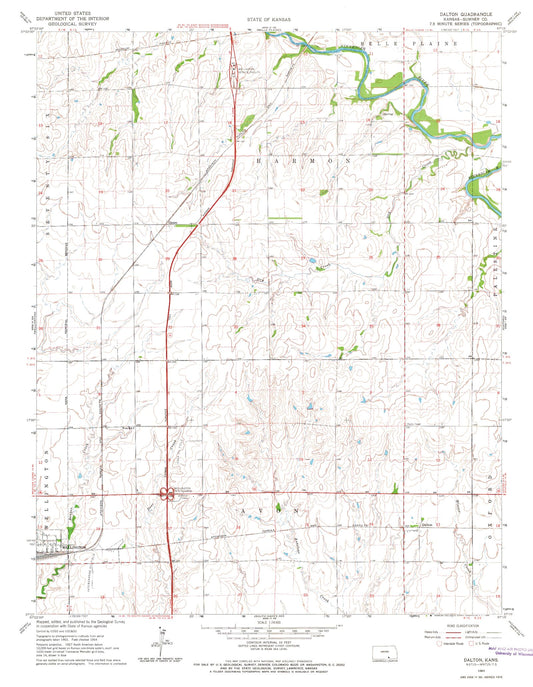 Classic USGS Dalton Kansas 7.5'x7.5' Topo Map Image