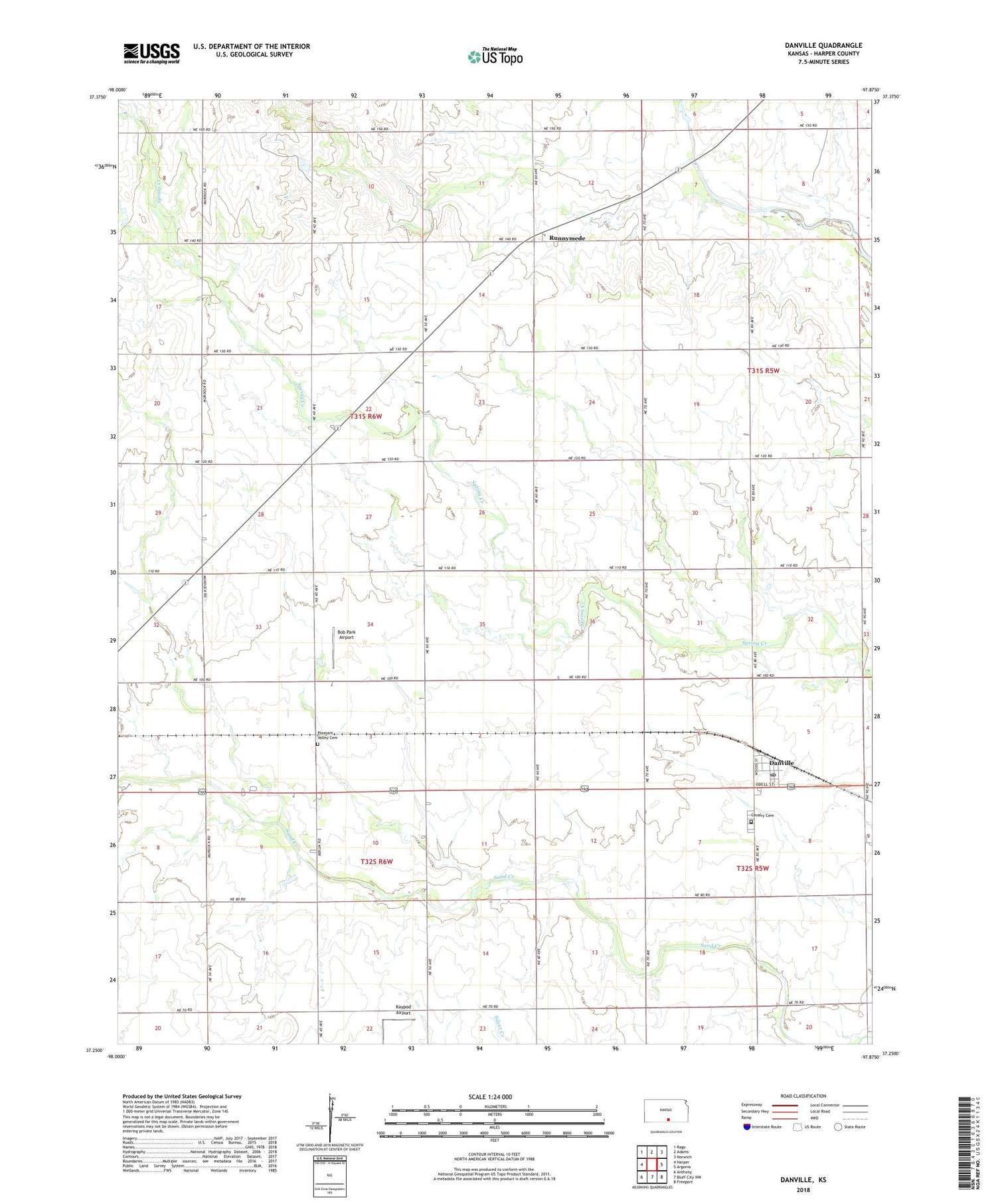Danville Kansas US Topo Map Image
