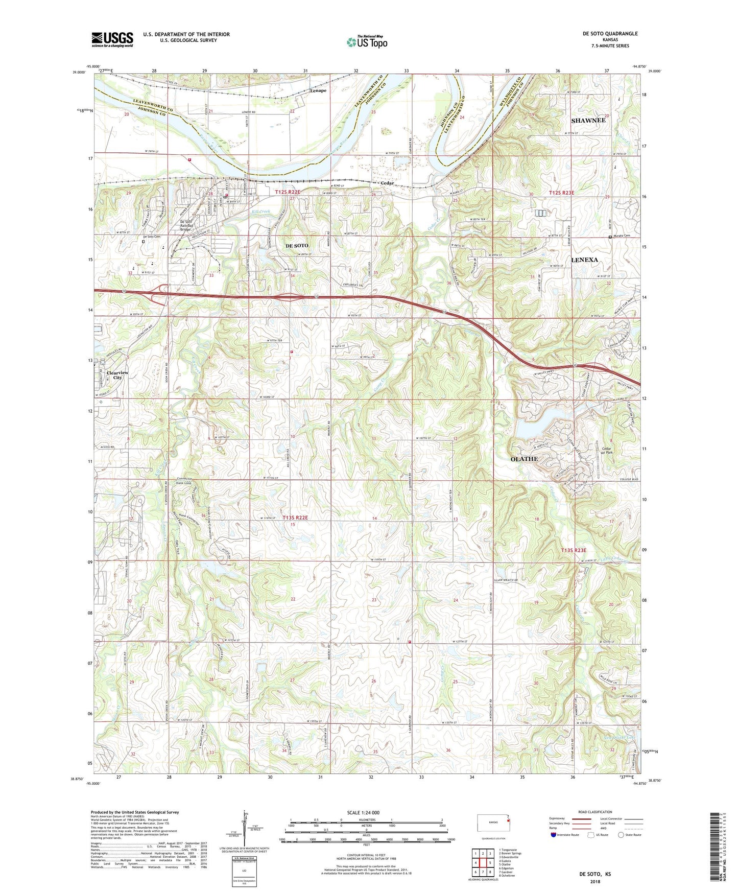 De Soto Kansas US Topo Map Image