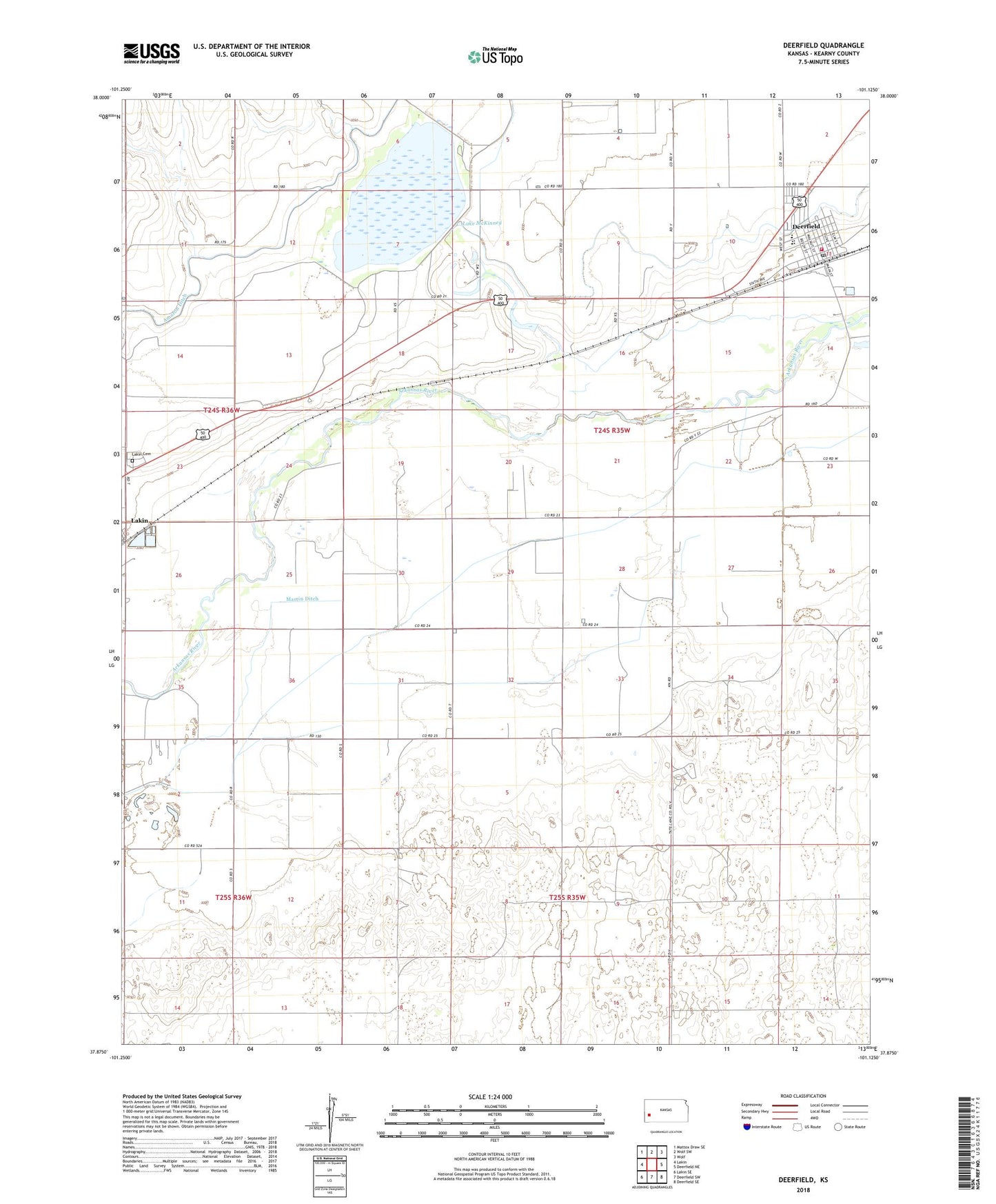 Deerfield Kansas US Topo Map Image