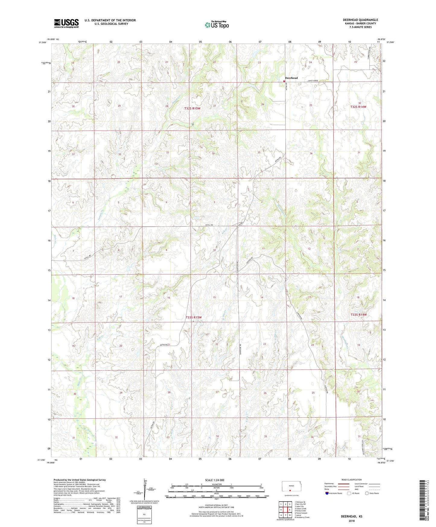 Deerhead Kansas US Topo Map Image