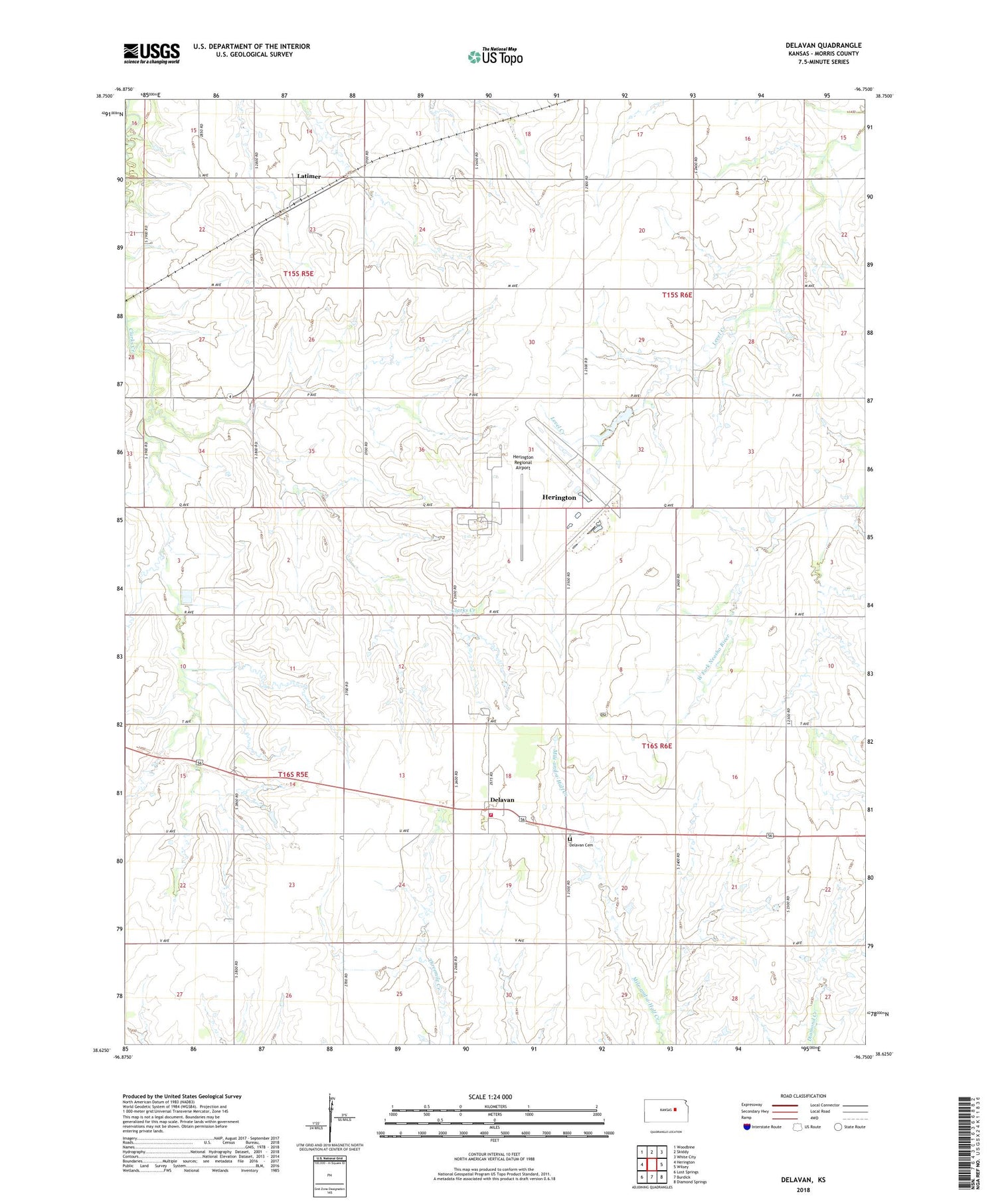 Delavan Kansas US Topo Map Image