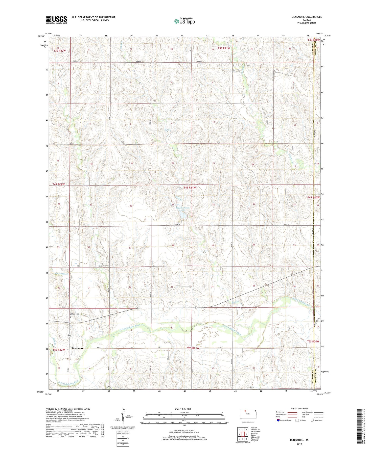 Densmore Kansas US Topo Map Image