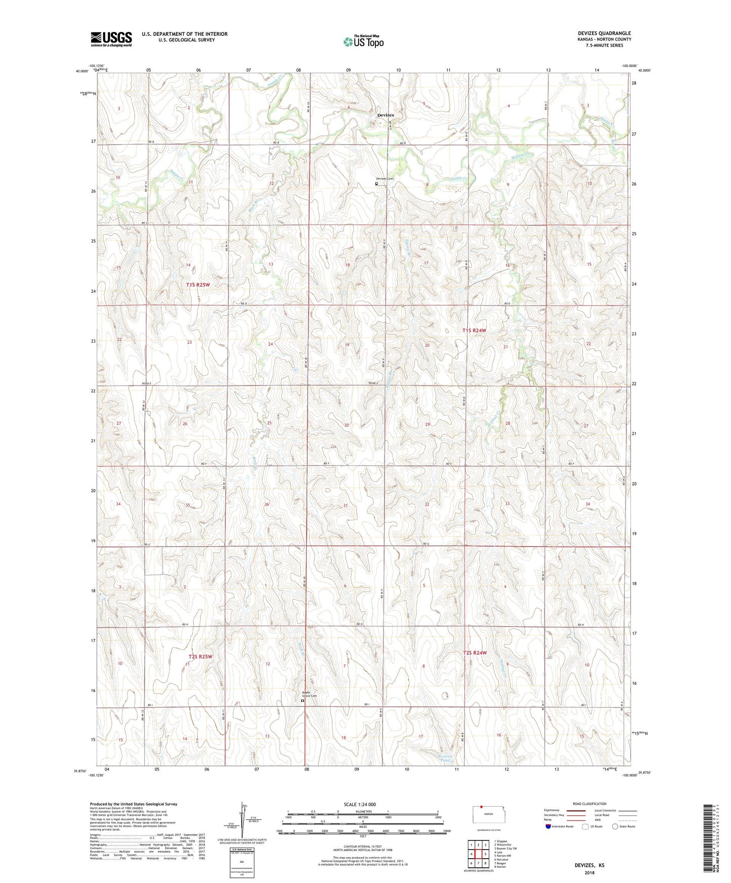 Devizes Kansas US Topo Map Image