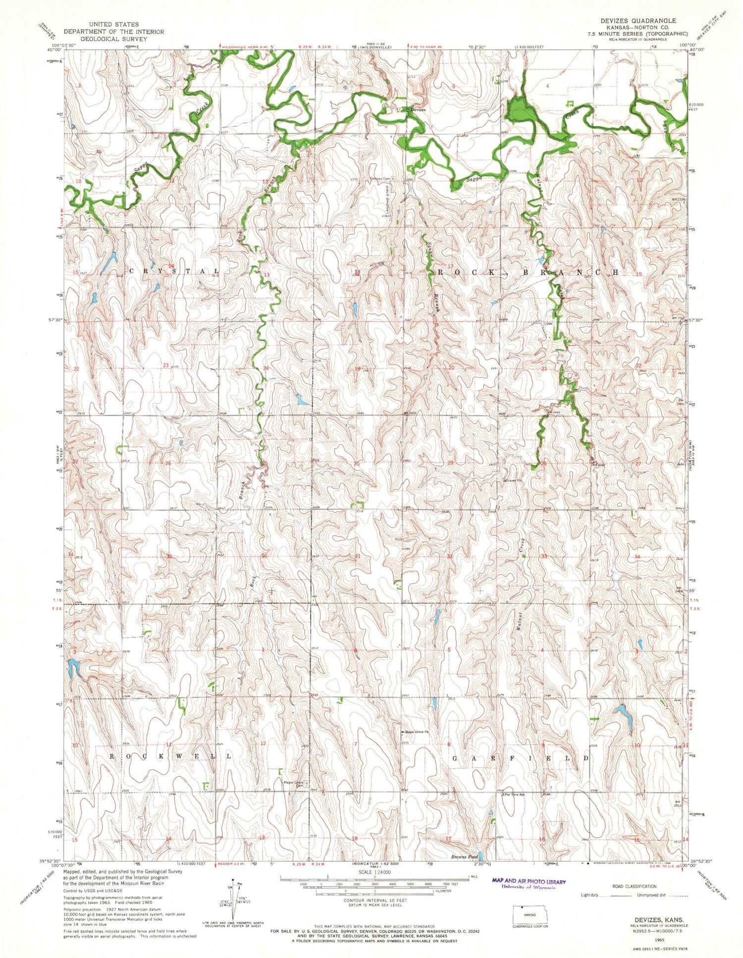 Classic USGS Devizes Kansas 7.5'x7.5' Topo Map Image