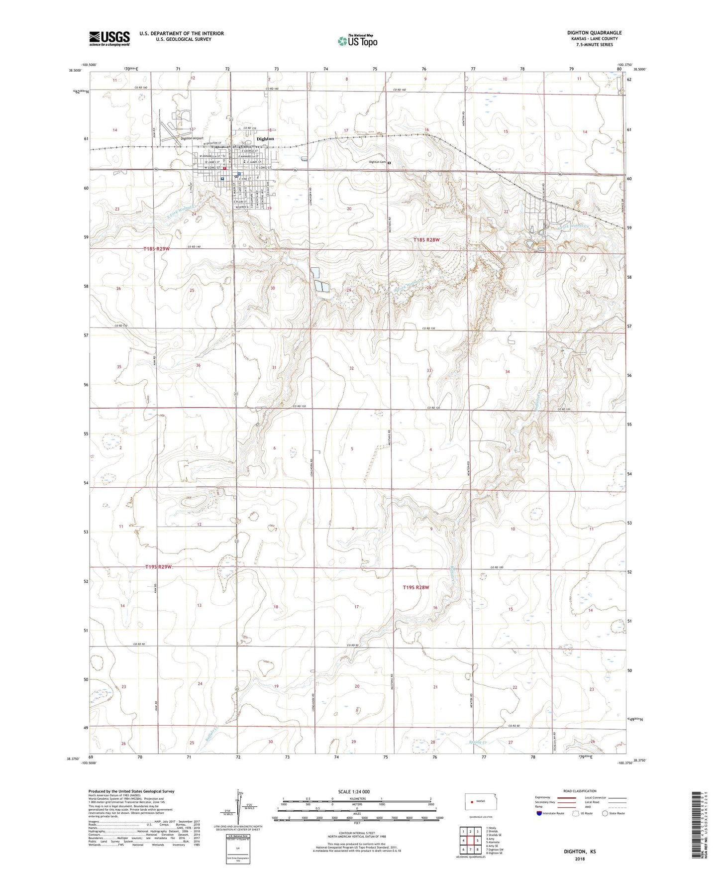 Dighton Kansas US Topo Map Image