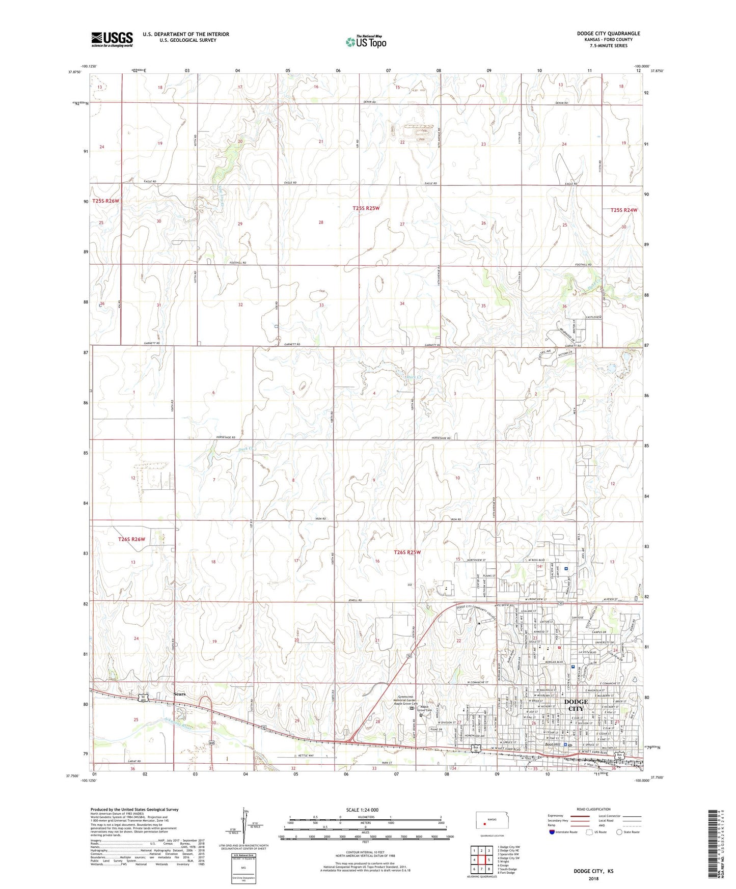 Dodge City Kansas US Topo Map Image