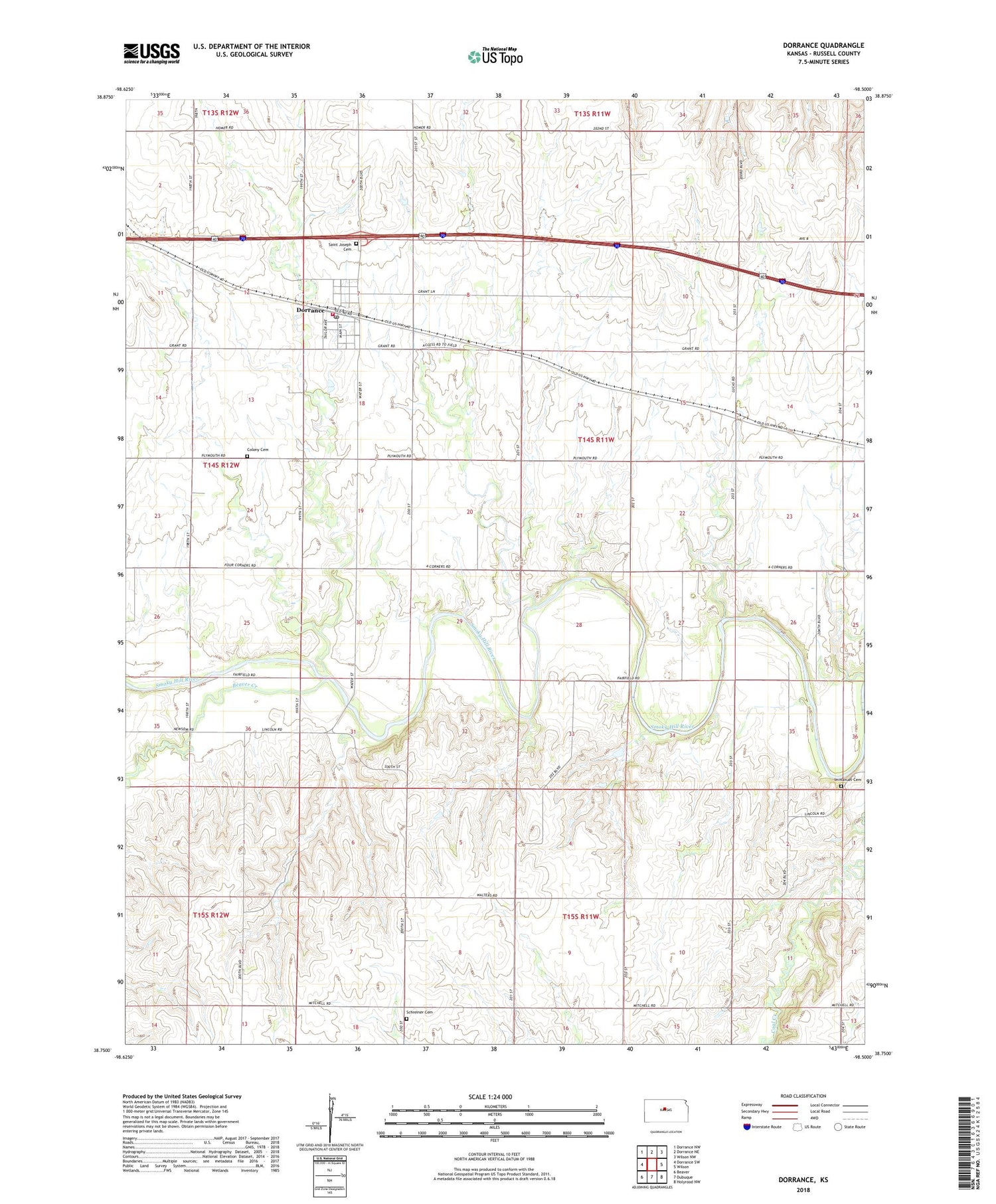 Dorrance Kansas US Topo Map Image