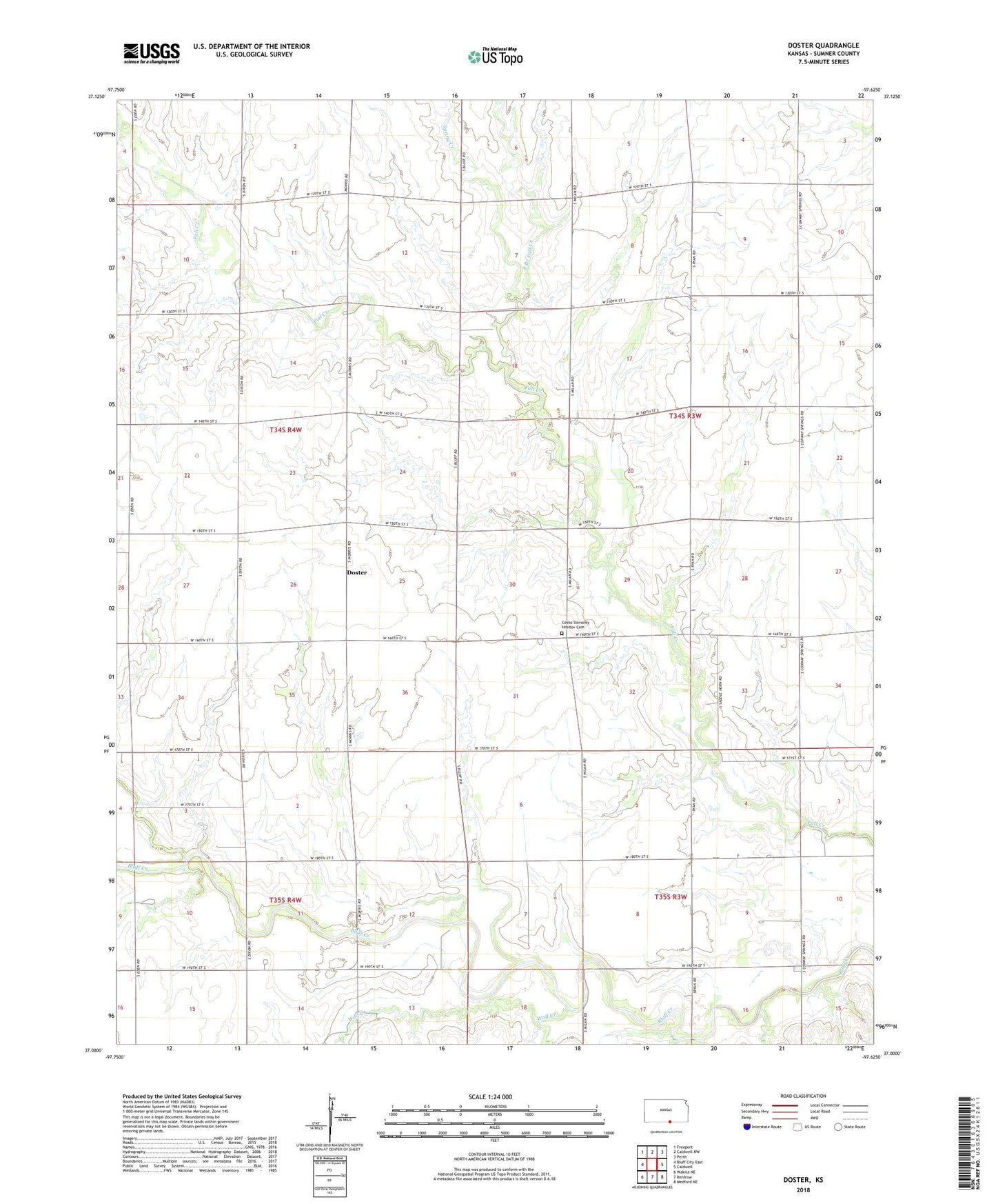Doster Kansas US Topo Map Image
