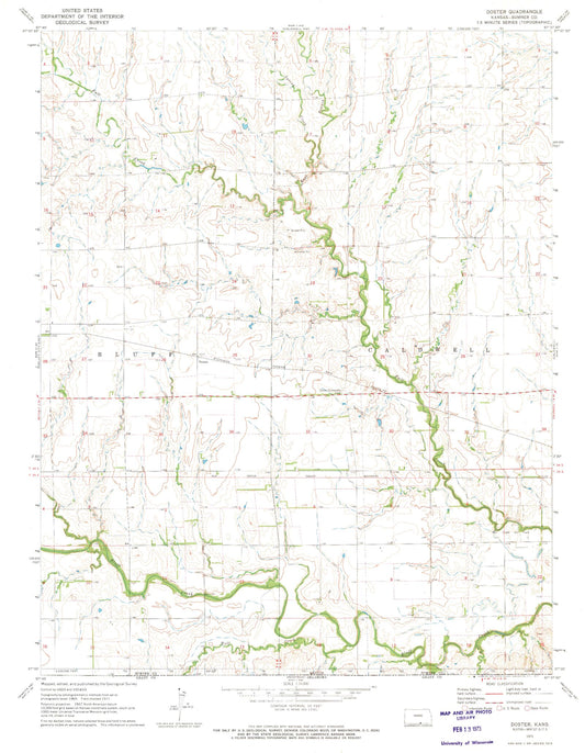 Classic USGS Doster Kansas 7.5'x7.5' Topo Map Image