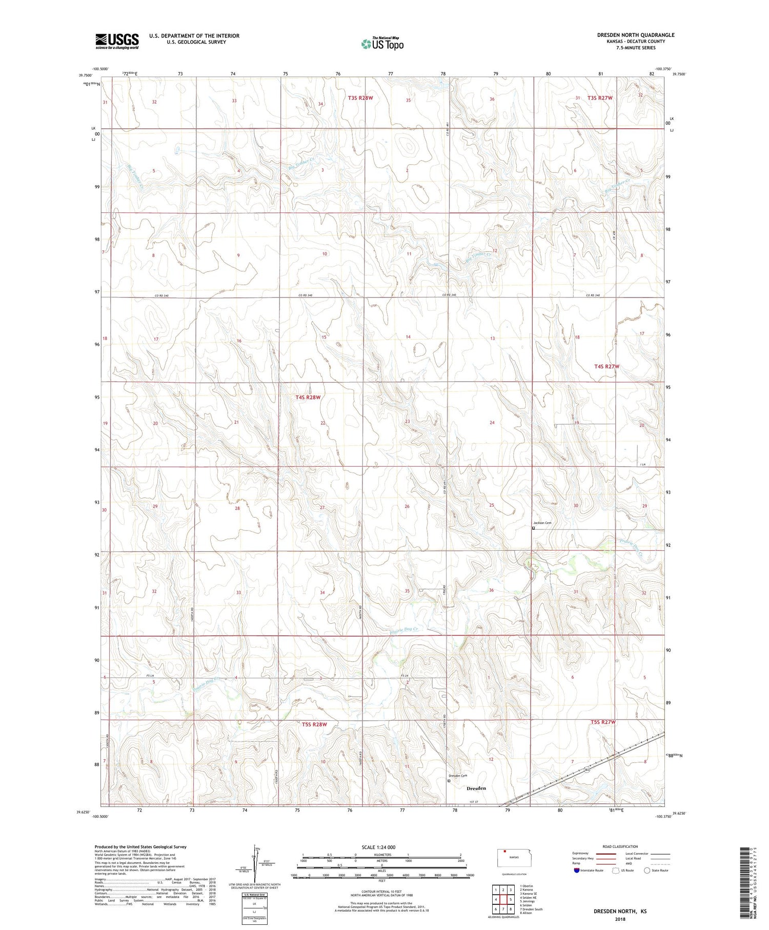 Dresden North Kansas US Topo Map Image