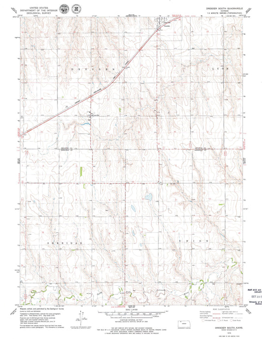 Classic USGS Dresden South Kansas 7.5'x7.5' Topo Map Image