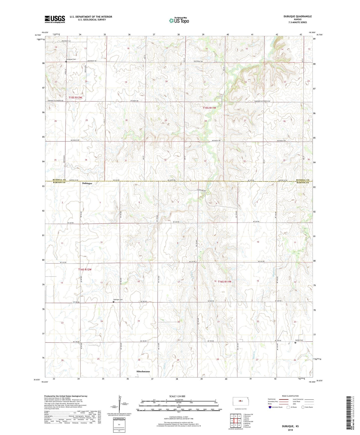 Dubuque Kansas US Topo Map Image