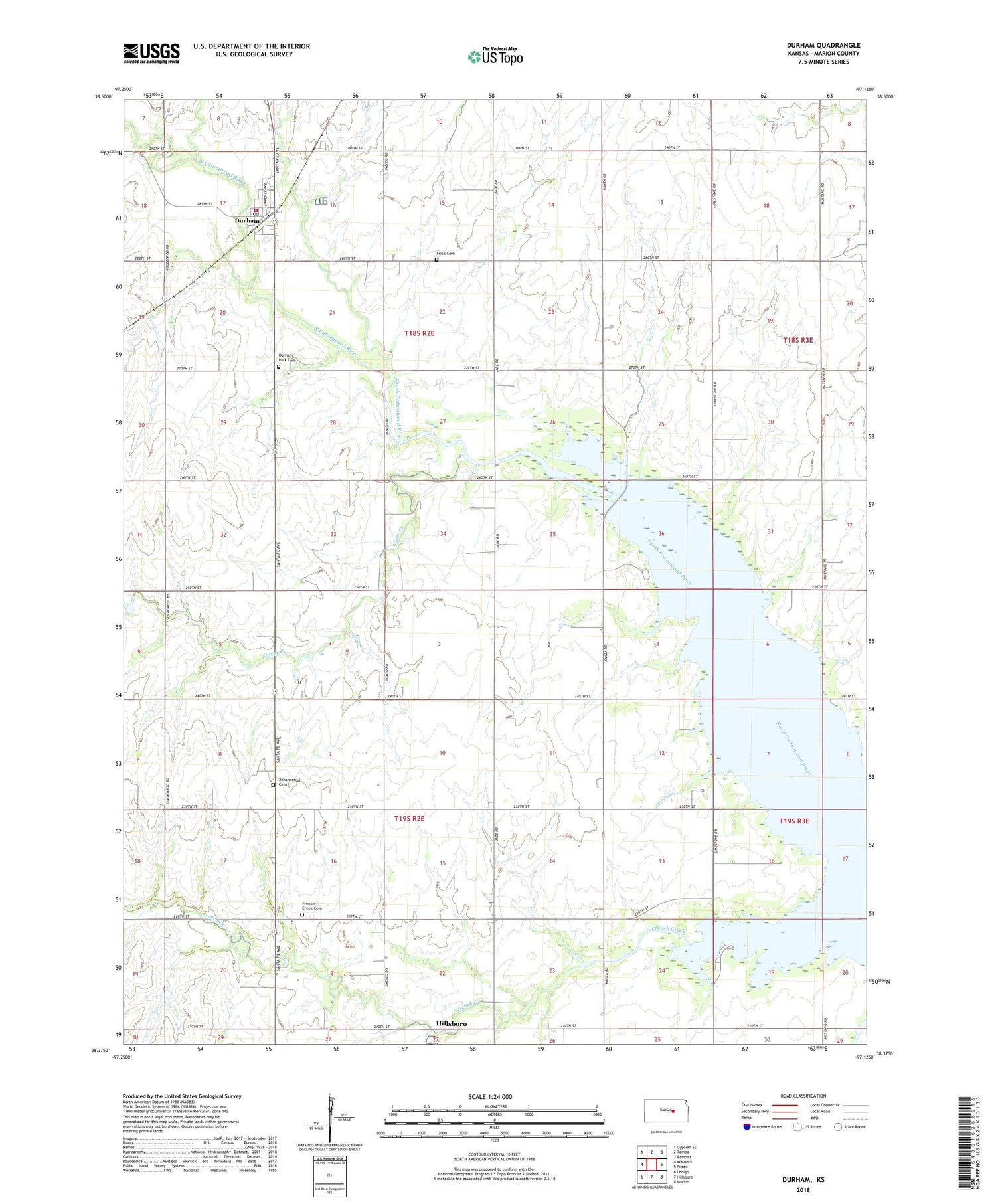 Durham Kansas US Topo Map Image