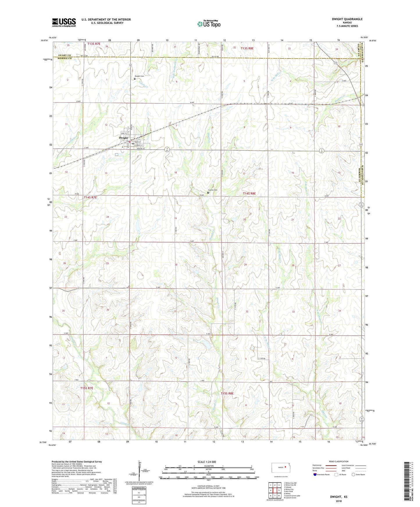 Dwight Kansas US Topo Map Image