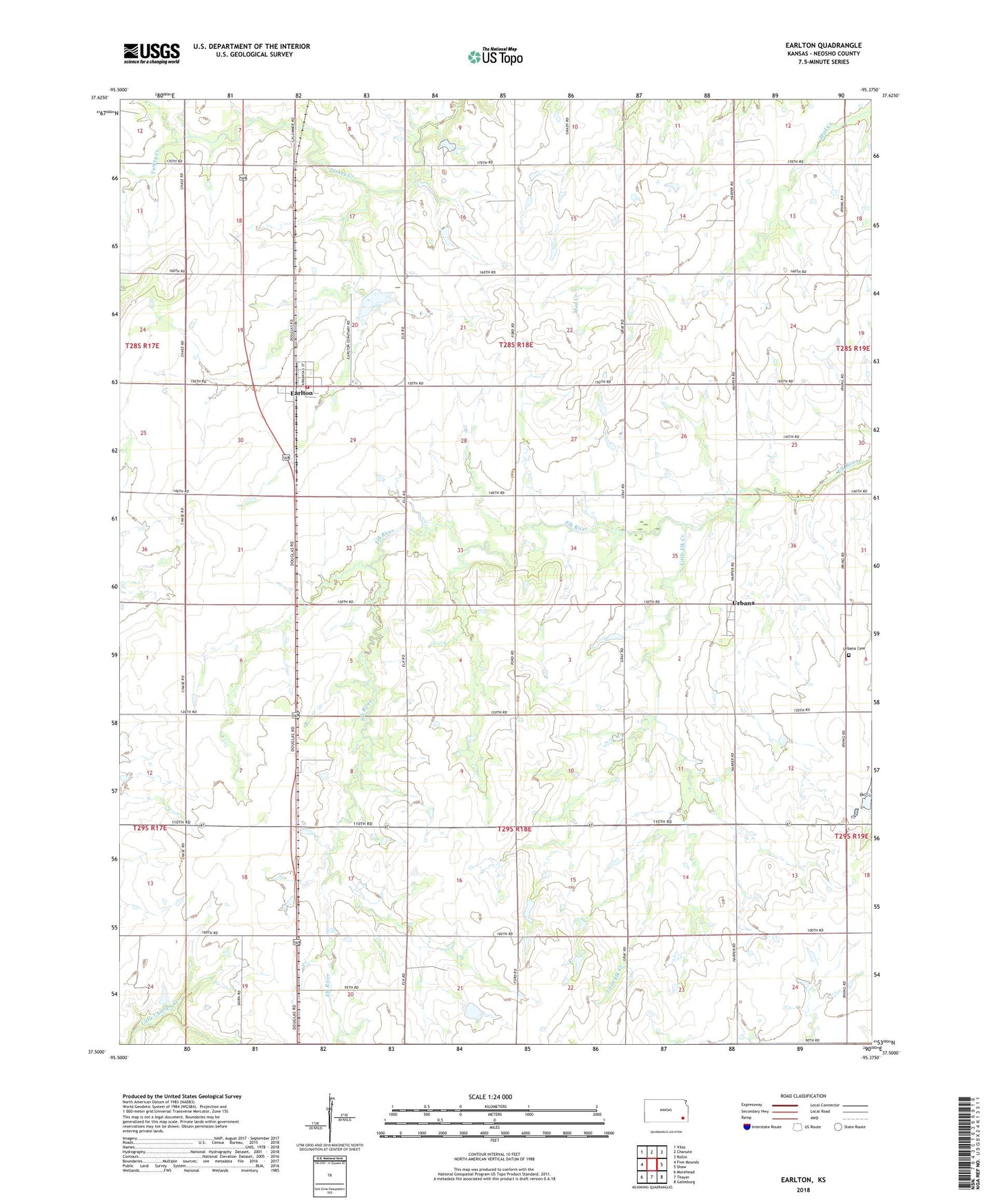Earlton Kansas US Topo Map Image