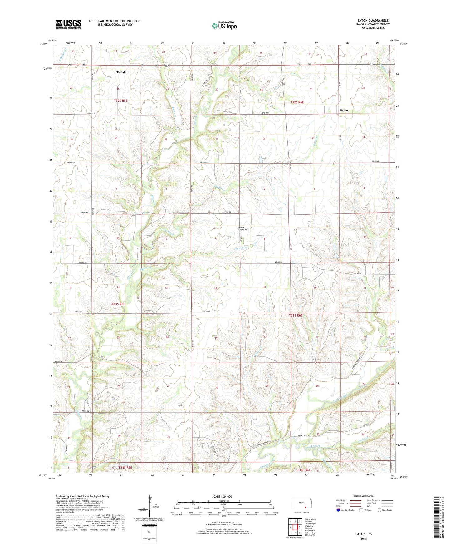 Eaton Kansas US Topo Map Image