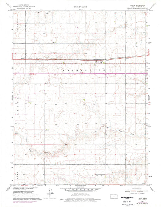 Classic USGS Edson Kansas 7.5'x7.5' Topo Map Image