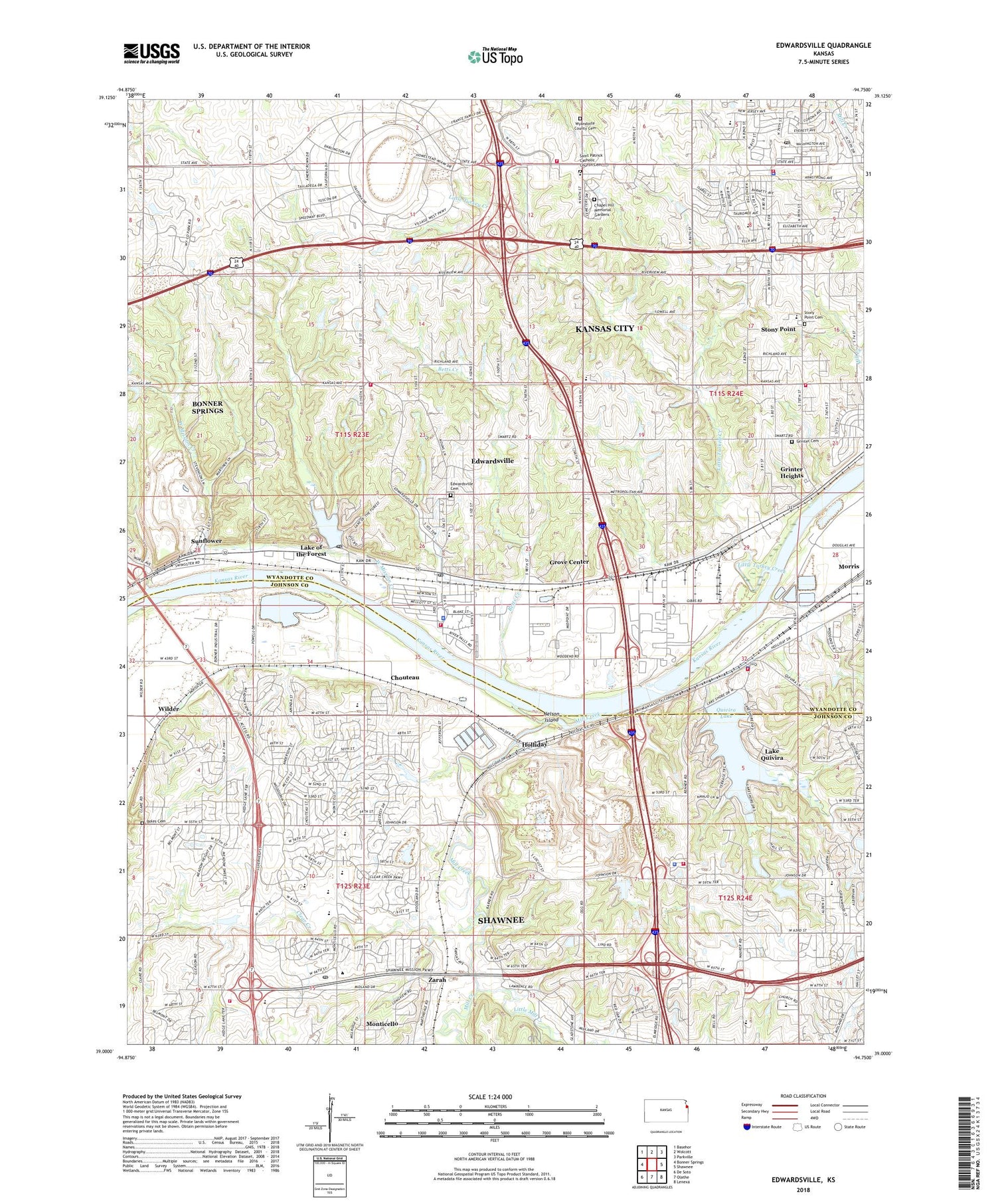 Edwardsville Kansas US Topo Map Image