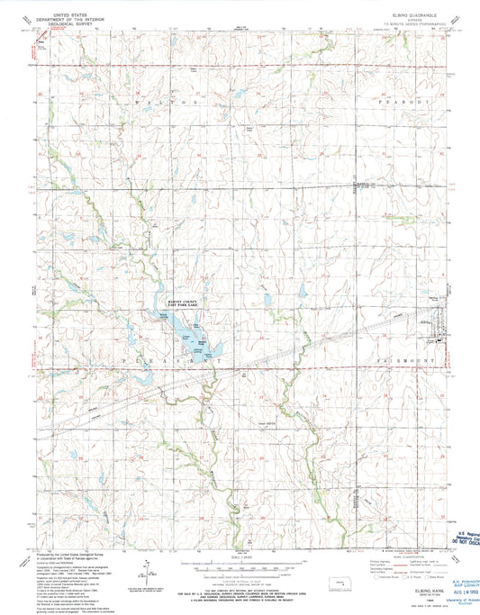 Classic USGS Elbing Kansas 7.5'x7.5' Topo Map Image