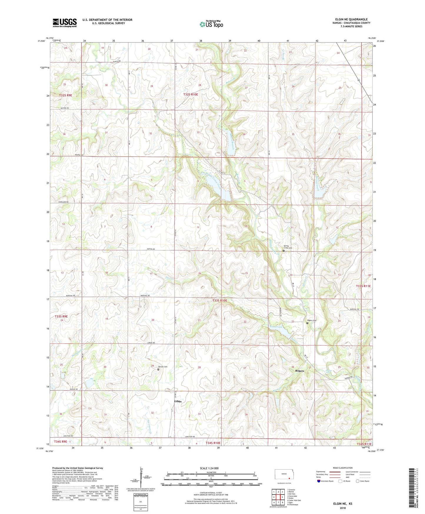 Elgin NE Kansas US Topo Map Image