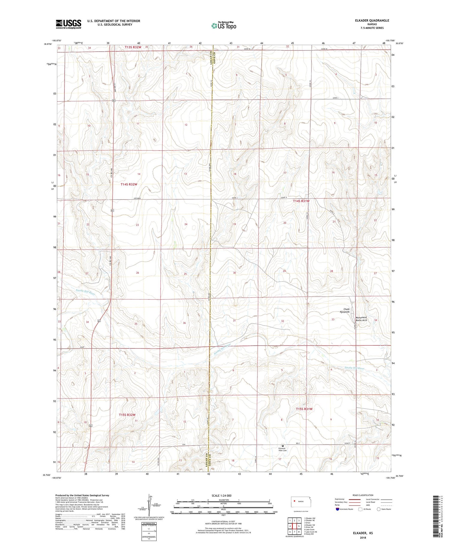 Elkader Kansas US Topo Map Image