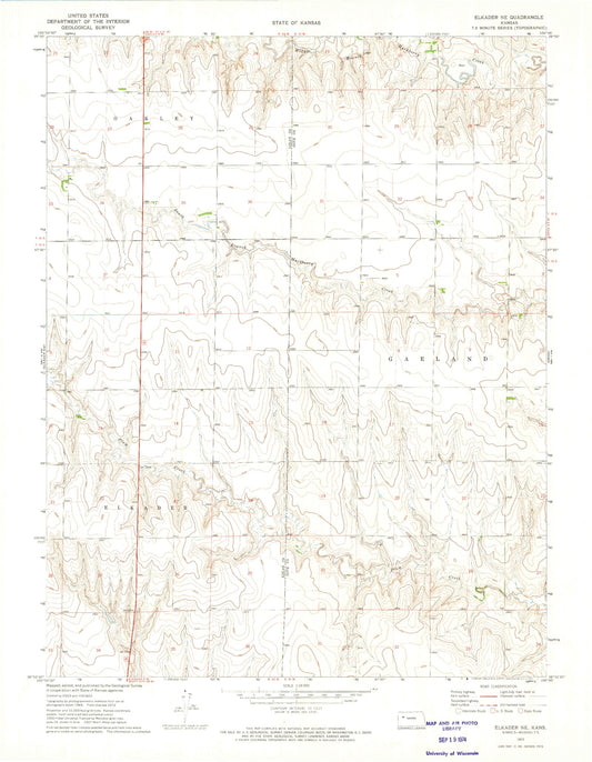 Classic USGS Elkader NE Kansas 7.5'x7.5' Topo Map Image