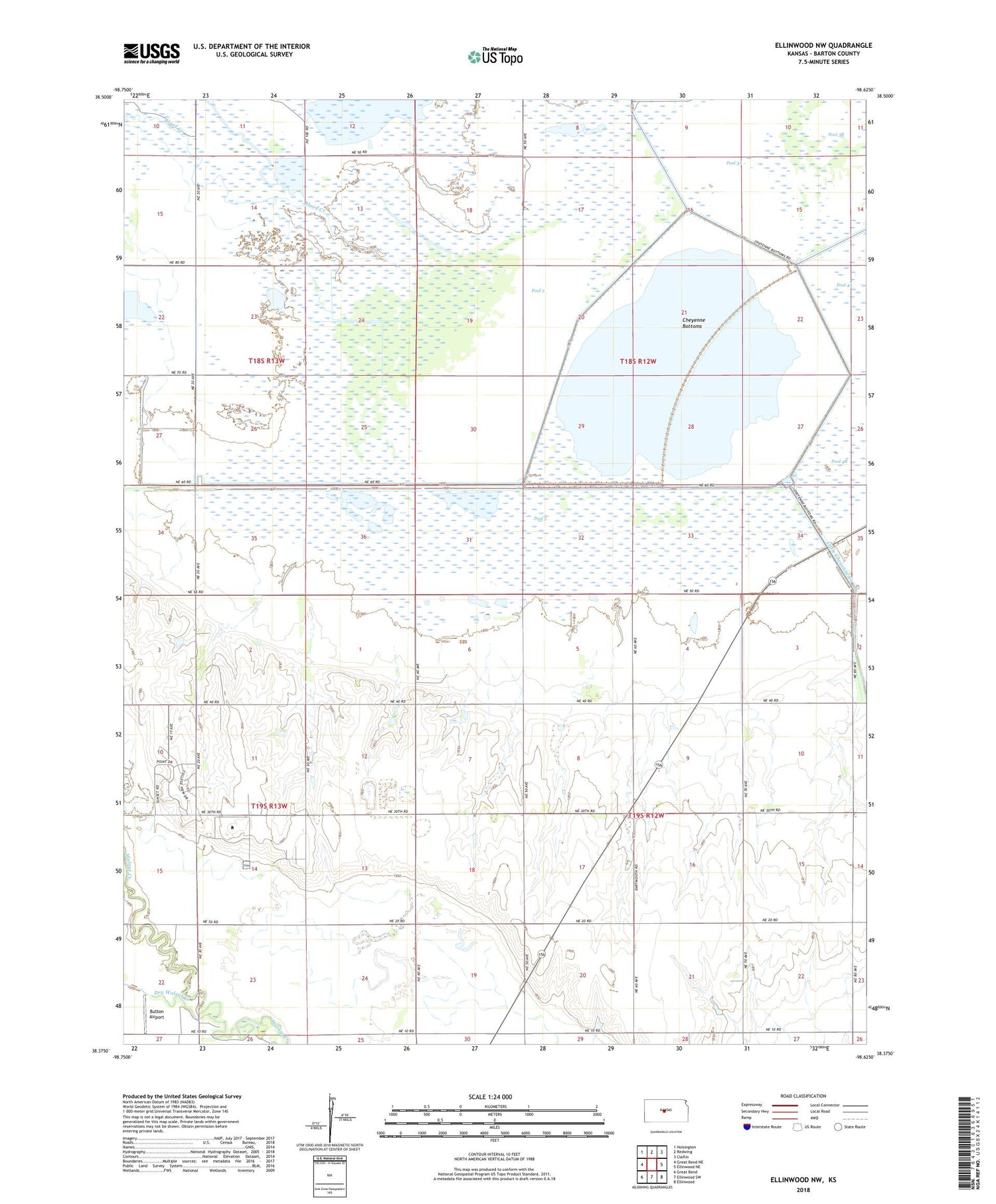 Ellinwood NW Kansas US Topo Map Image