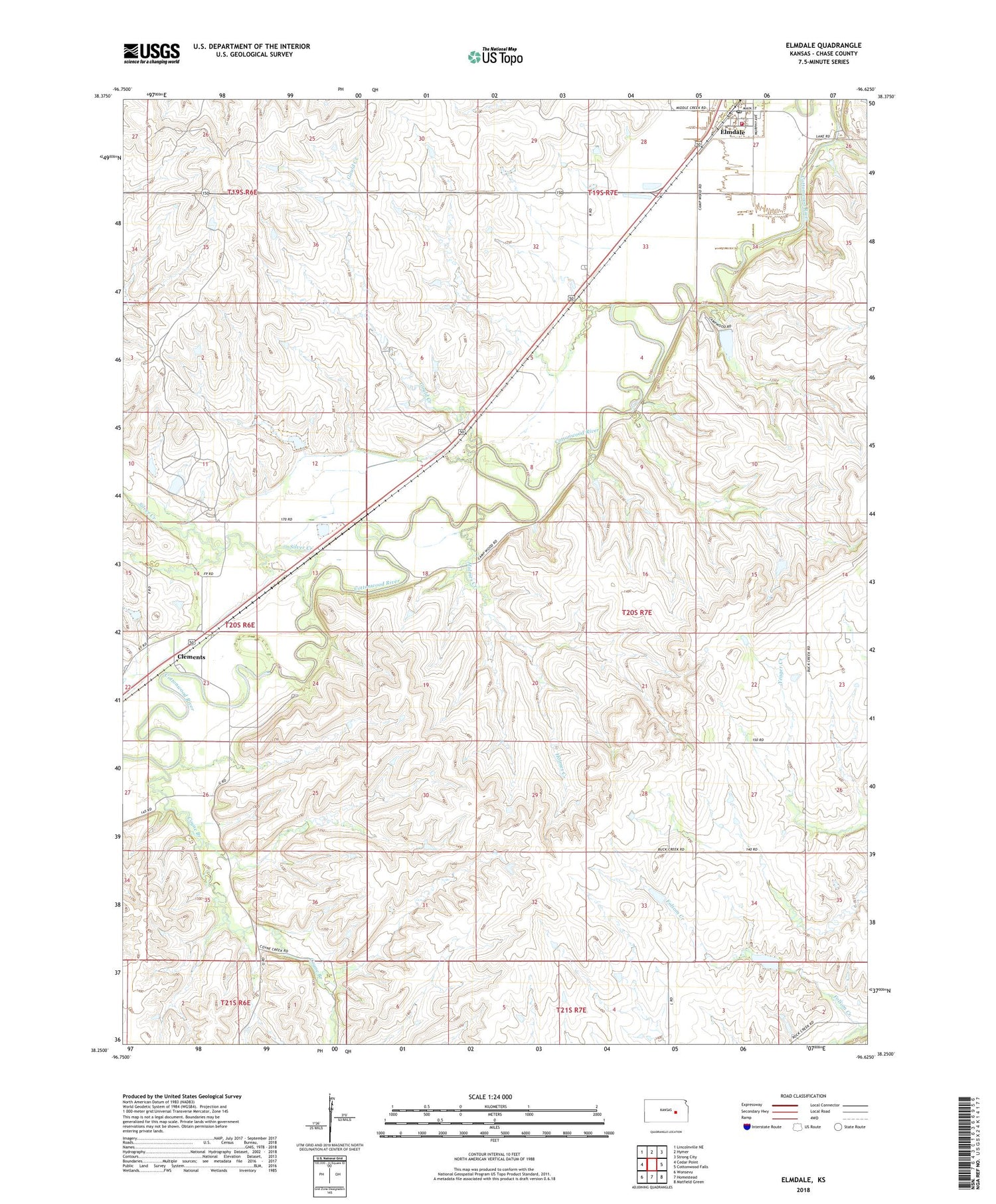 Elmdale Kansas US Topo Map Image