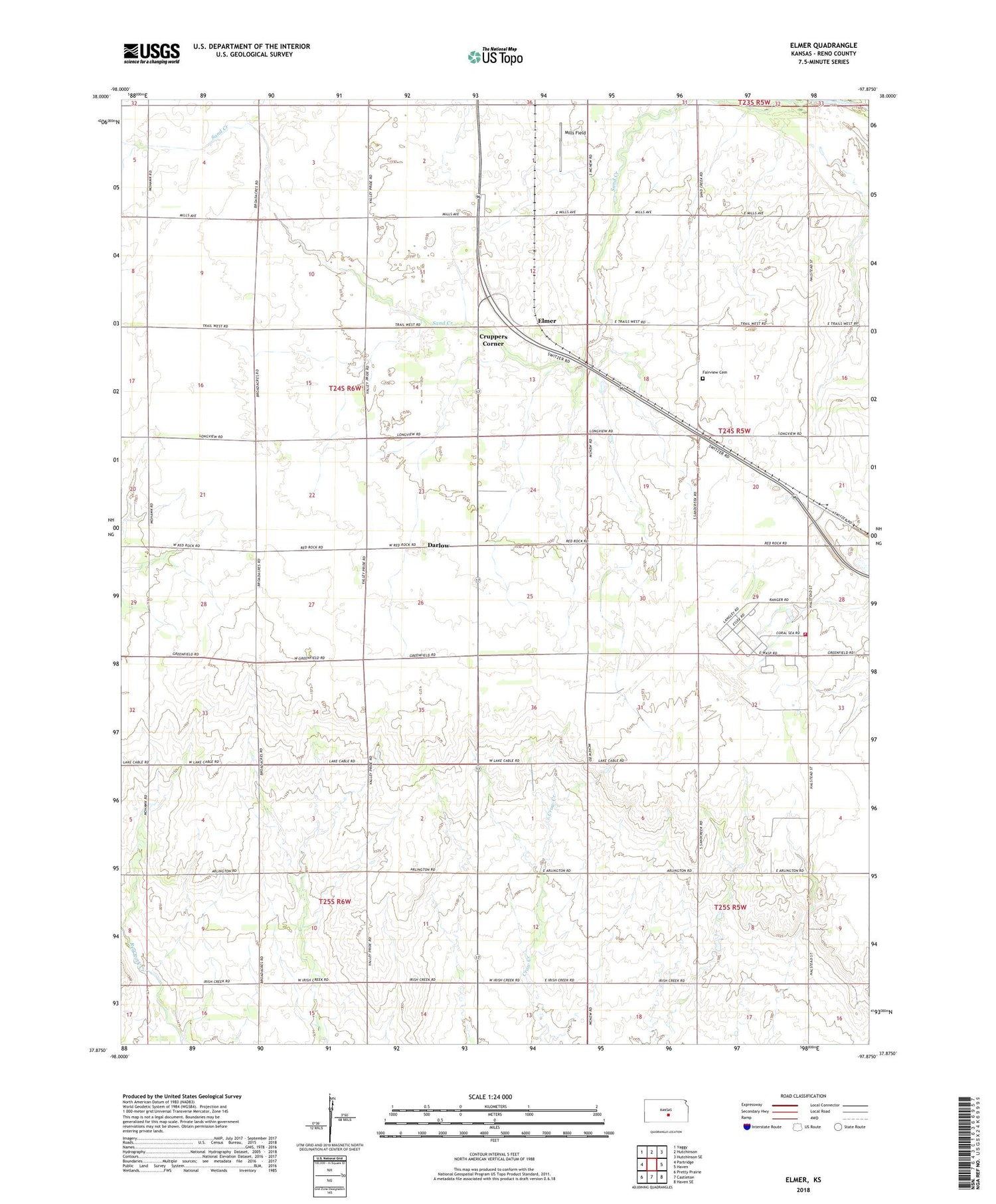 Elmer Kansas US Topo Map Image