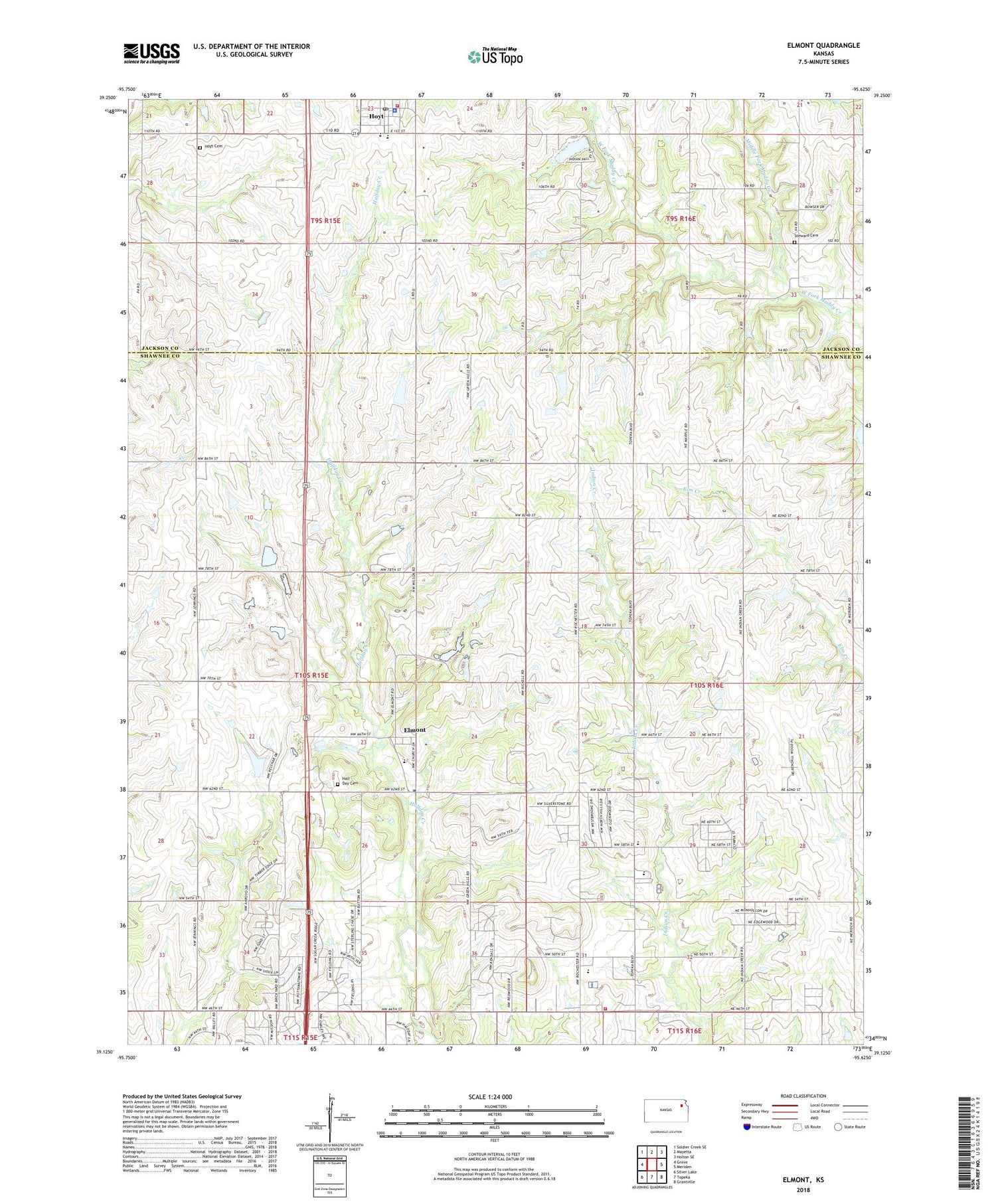 Elmont Kansas US Topo Map Image