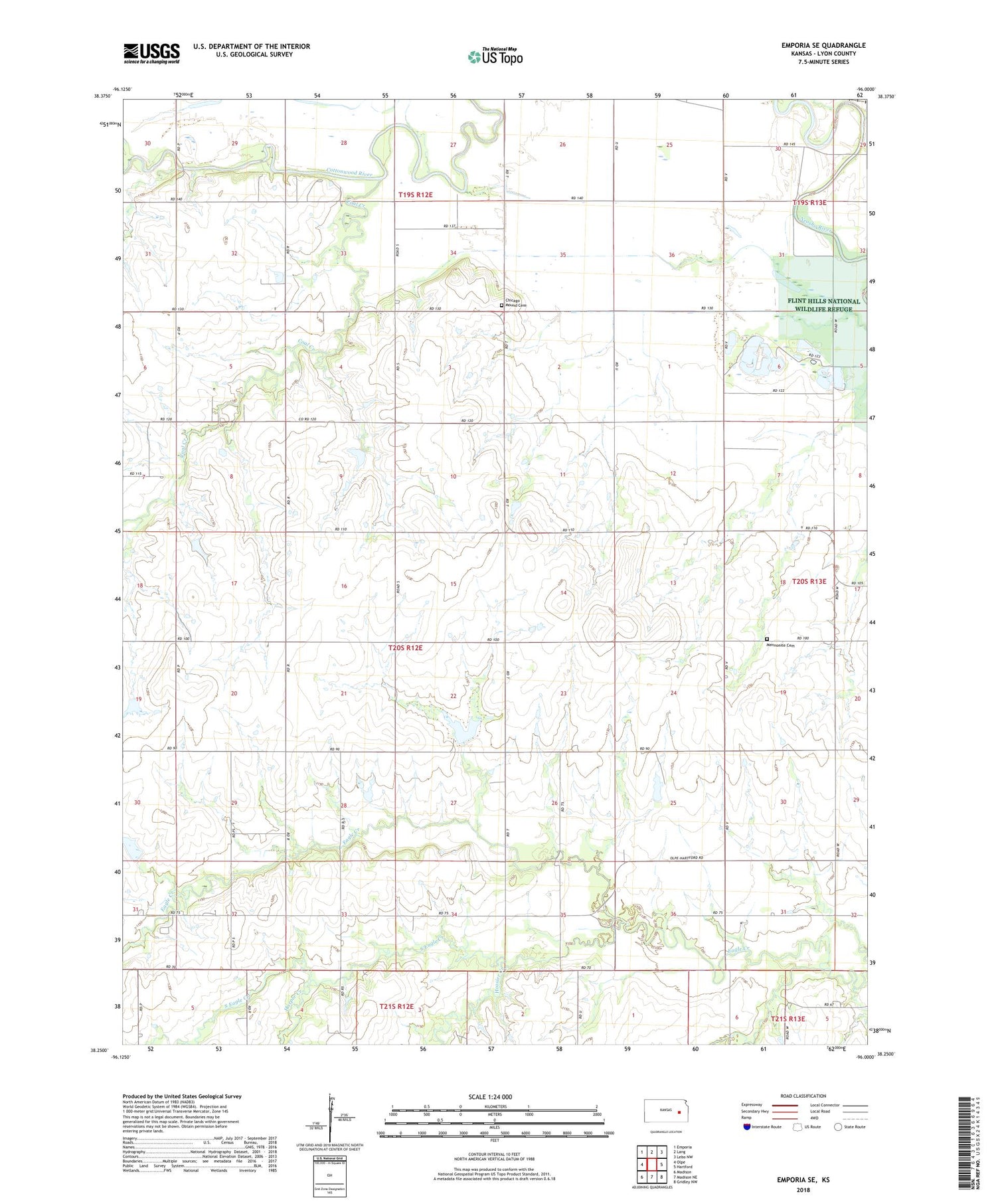 Emporia SE Kansas US Topo Map Image