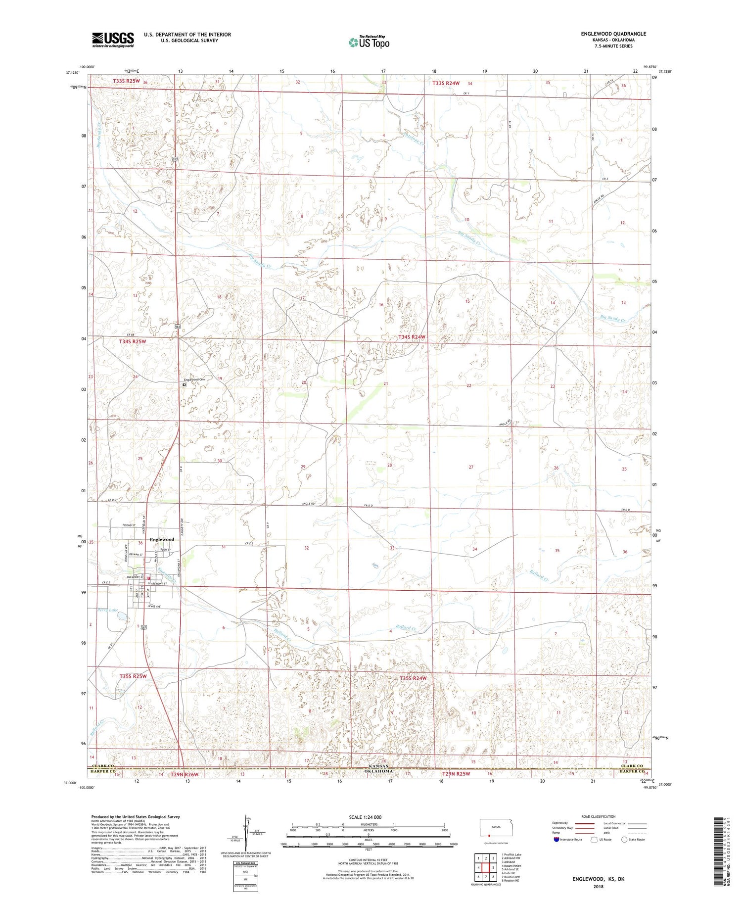 Englewood Kansas US Topo Map Image