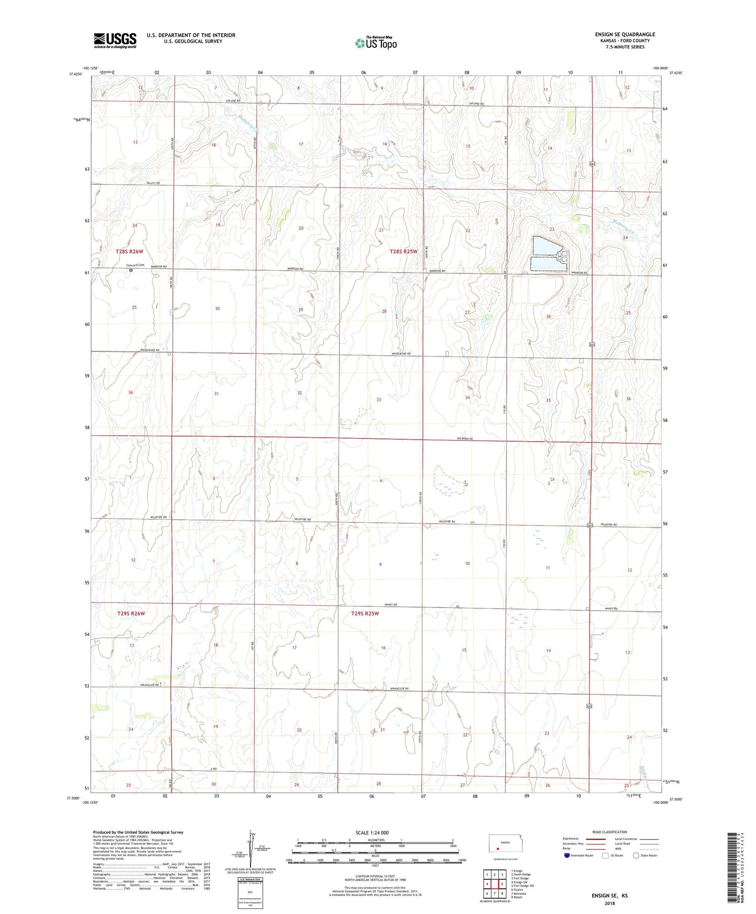 Ensign SE Kansas US Topo Map Image