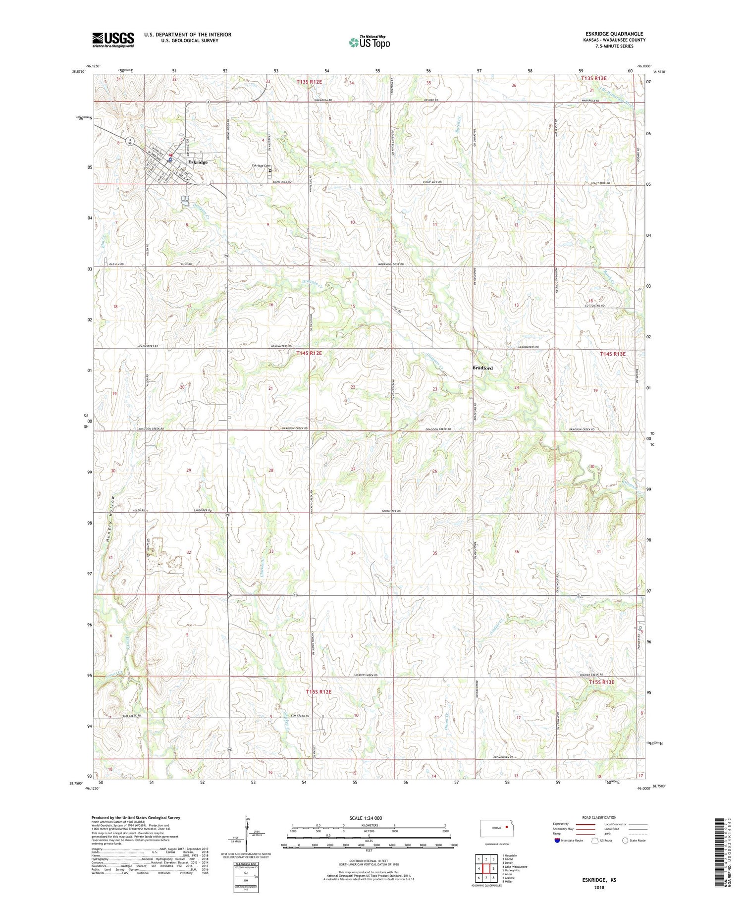 Eskridge Kansas US Topo Map Image