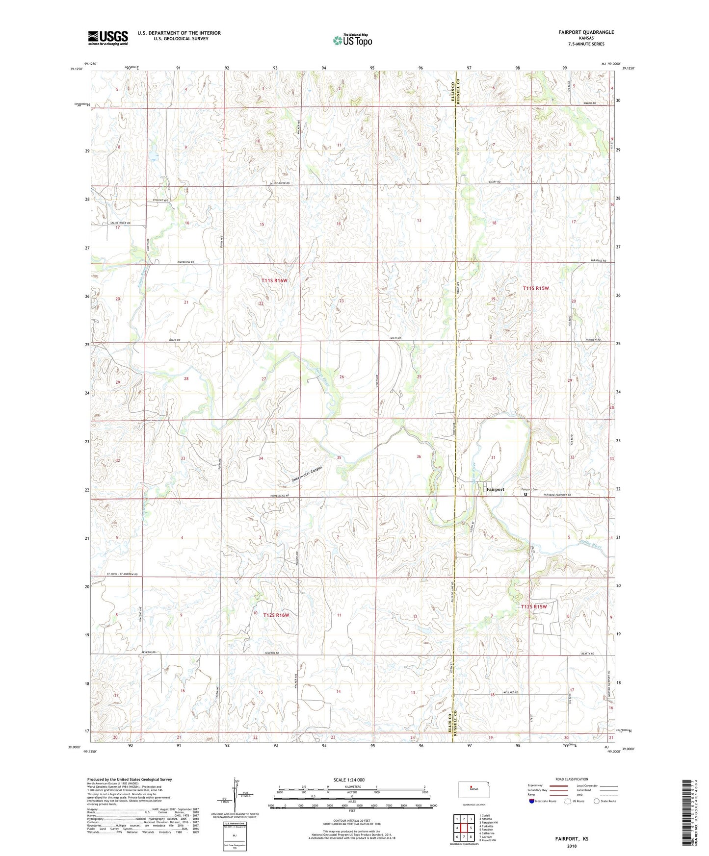 Fairport Kansas US Topo Map Image