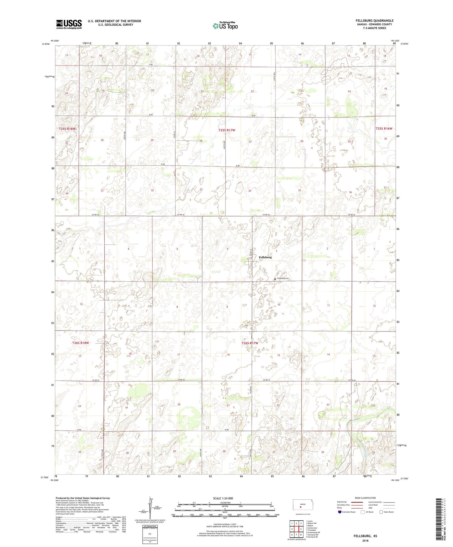 Fellsburg Kansas US Topo Map Image