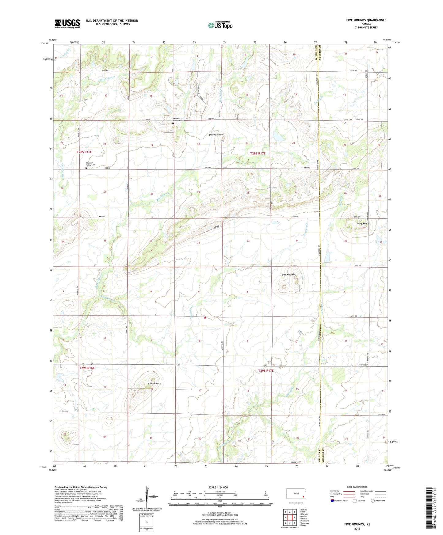 Five Mounds Kansas US Topo Map Image